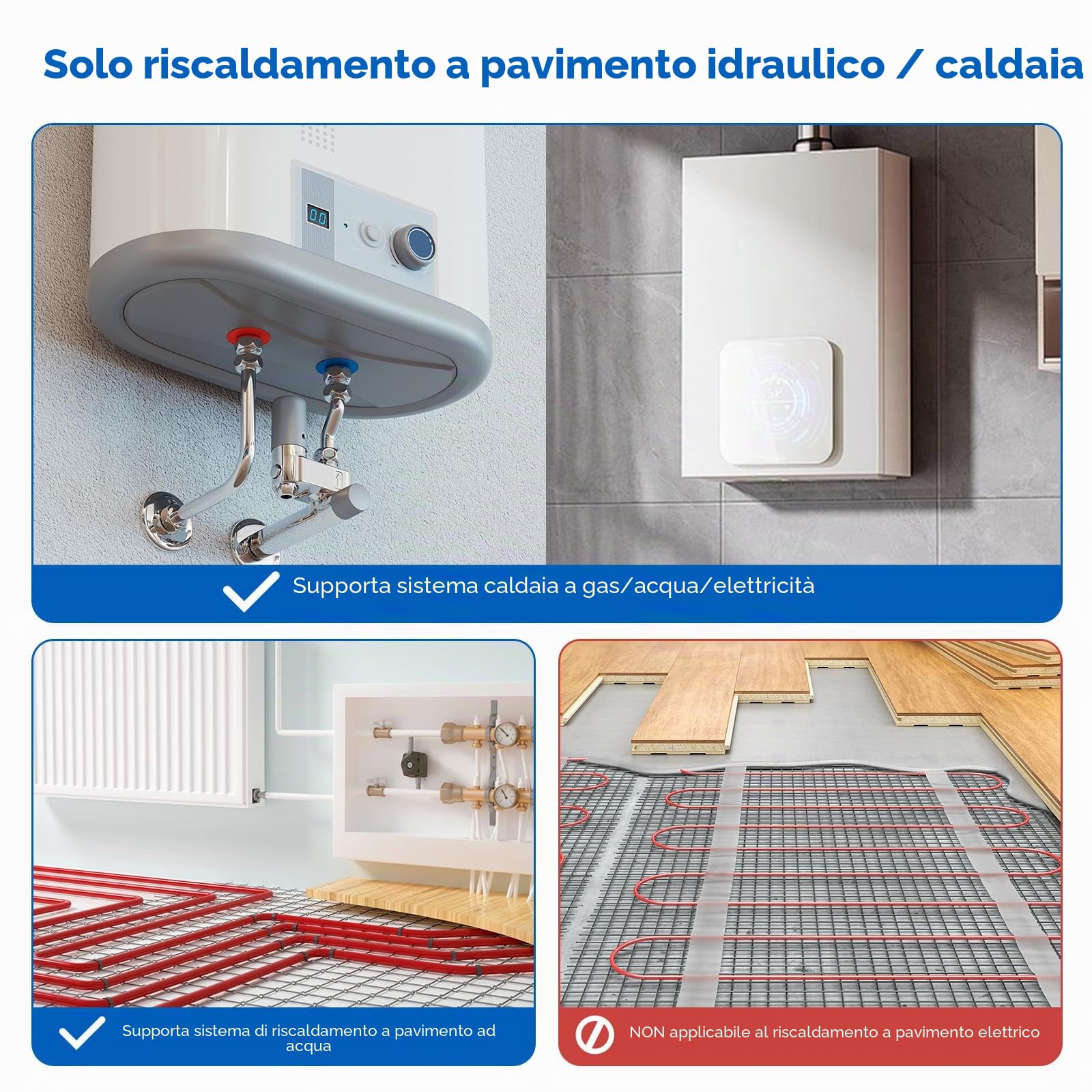 Termostato Wi-Fi per caldaia a gas,Termostato Smart a Batteria compatibile Google e Alexa, Timer Settimanale, Funzione di Memoria, Controllo Tramite Pulsanti, Protezione Antigelo, Blocco Bambini