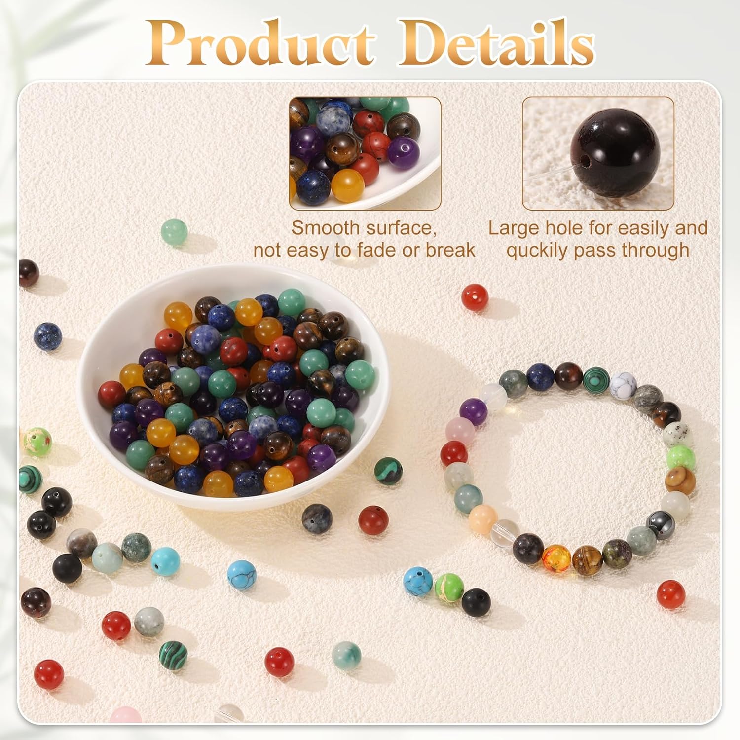 HARFINGTON 50pcs Natural Stone Beads 10mm Agate Green Round Gemstone Stone Loose Beading Real Genuine Smooth Balls Bead for Jewelry Making Bracelets Necklace Earrings DIY - Image 4