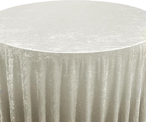 Miniatura 8 de YOUR CHAIR COVERS - Mantel redondo de terciopelo triturado de 120 pulgadas para mesas redondas de 5 pies - Azul polvoriento