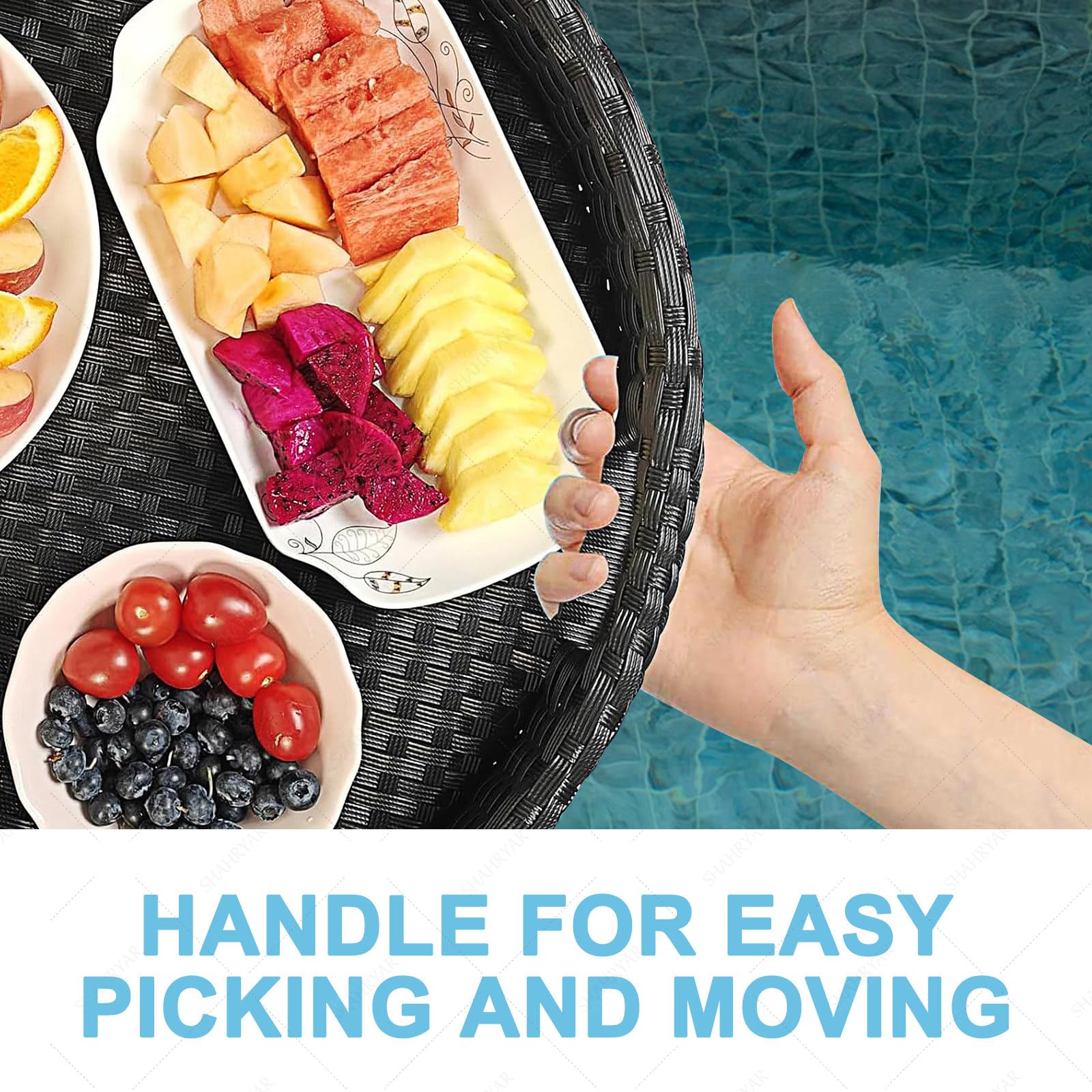 Bandeja Flotante para Piscina para Comida Y Bebidas - Redonda De 60 Cm, Soporta Una Carga De 5 A 7 Kg. Ideal para Piscinas Al Aire Libre En Hoteles Y Alojamient(Café-Rectángulo)