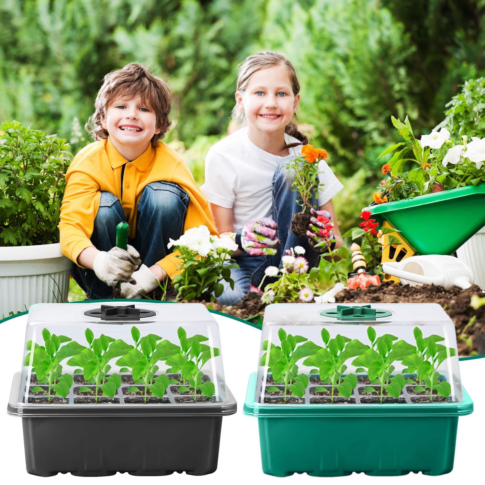 Mini Serre 3 Plateaux 120 Cellules - Avec Couvercle Et Outils - Pour Germination Graines - 19x15cm