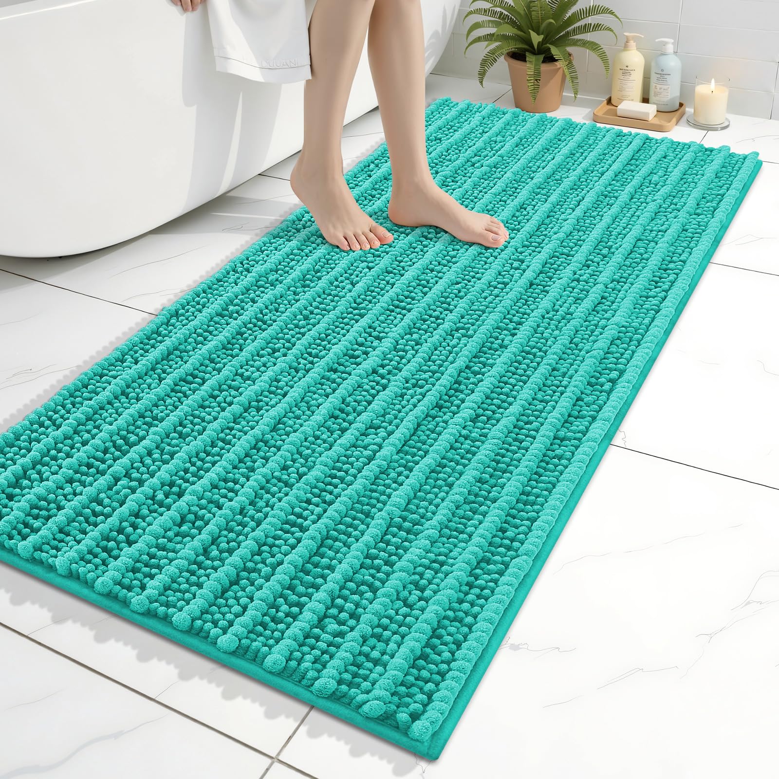 Arotive Bathroom Rugs Mat 47x24, Soft Absorbent Chenille Shaggy Bath Mat