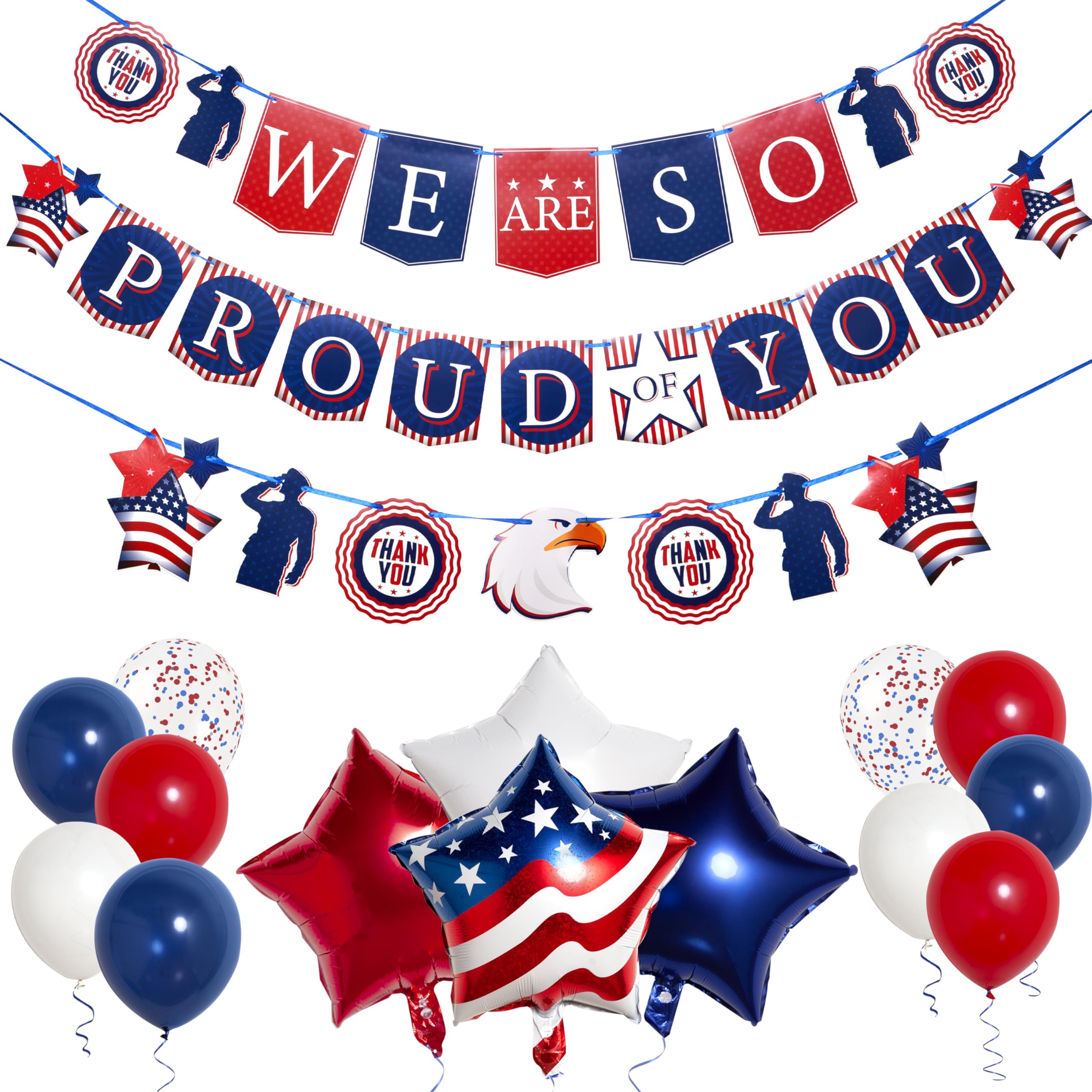 We Are So Proud of You Banner, Army Party Decorations, Police Party Decorations, Air Force Party Decorations, US Navy Party Decorations, Welcome Home Banner Military Birthday Party Decorations