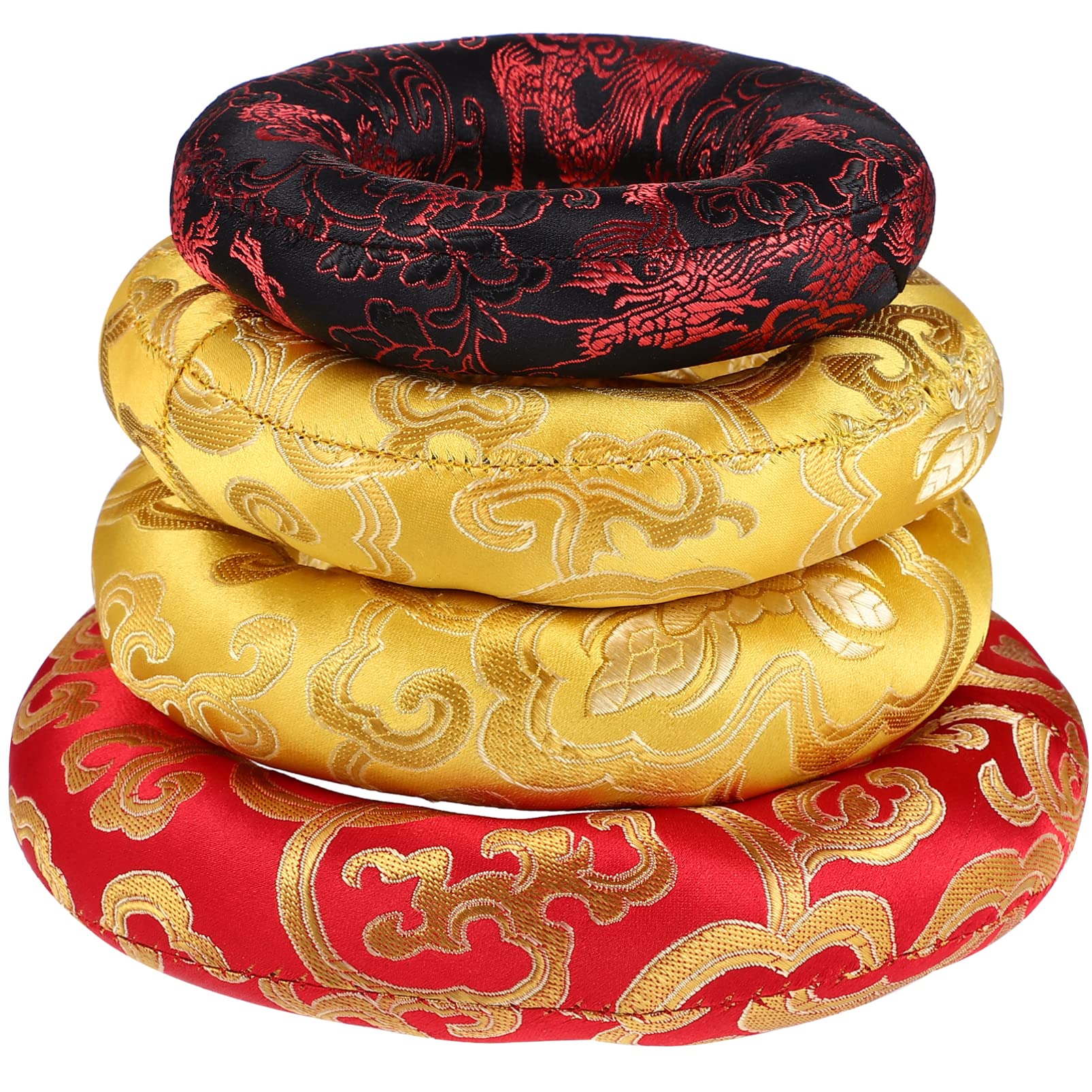 Vaguelly 4 pièces de roulement pour cloches tibétaines 4/5/6/6. Coussin à anneau en brocart souple de 3 pouces pour bols de de 3,5 à 7 pouces accessoires de