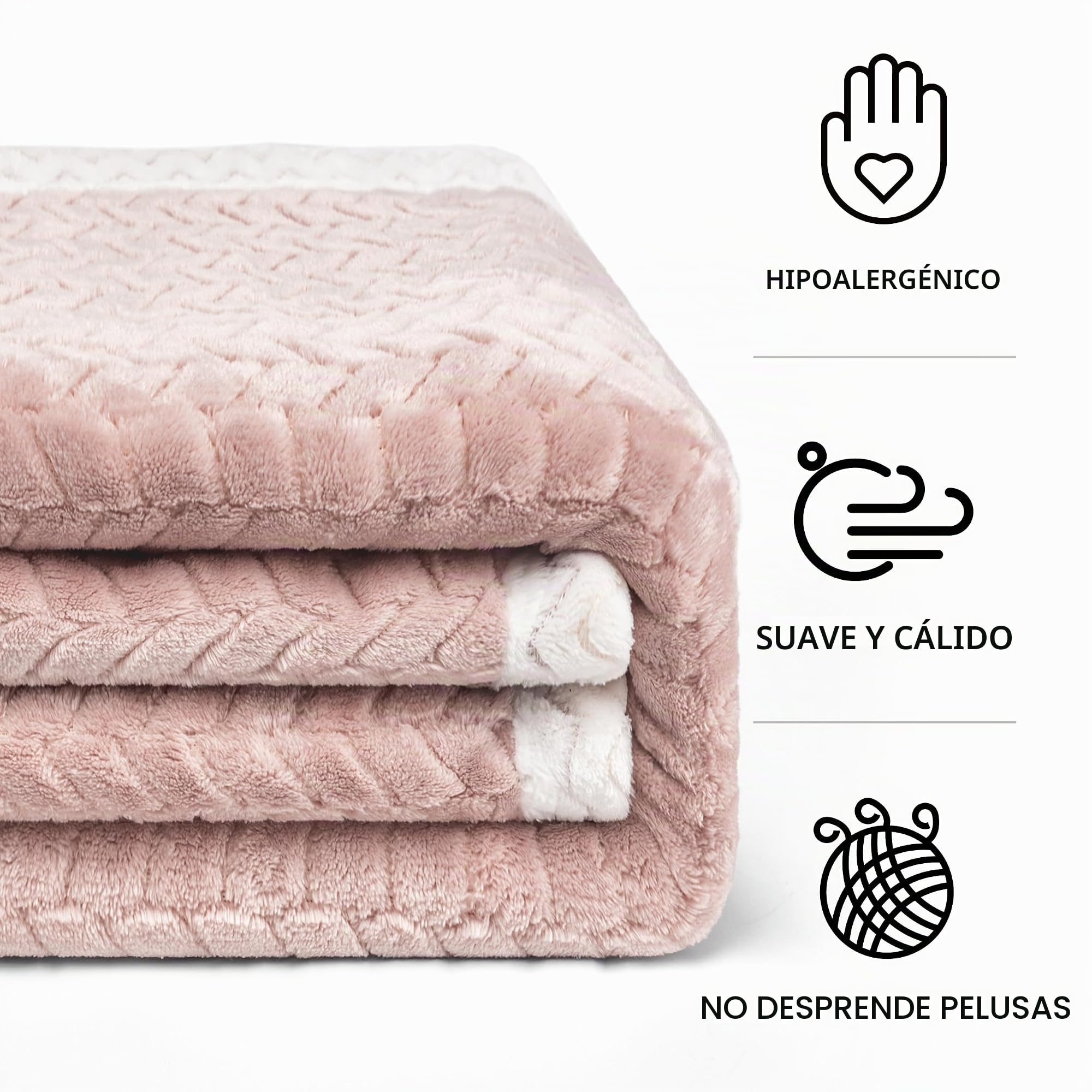 BESCH Manta Sofá Borreguillo Sherpa Invierno 220x240cm - Mantas Polar Doble Capa Extra Suave, Caliente y Gruesa (Rosa)