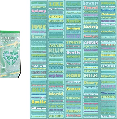 Juego de calcomanías decorativas coreanas (30 hojas), calcomanías coloridas con purpurina con corazón de flores, letras del alfabeto, calcomanías