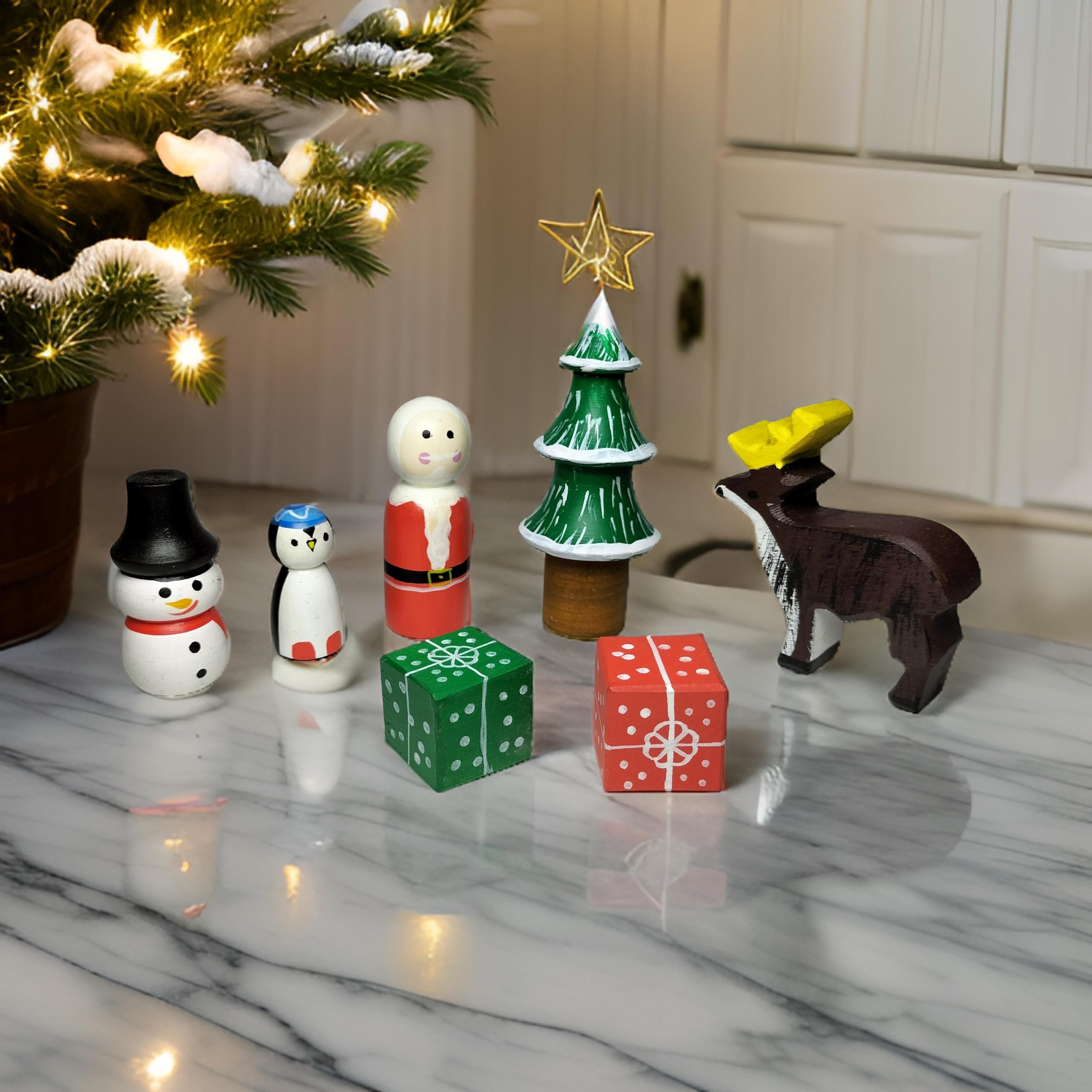 Channapatna Wooden Christmas Peg Dolls and Miniatures