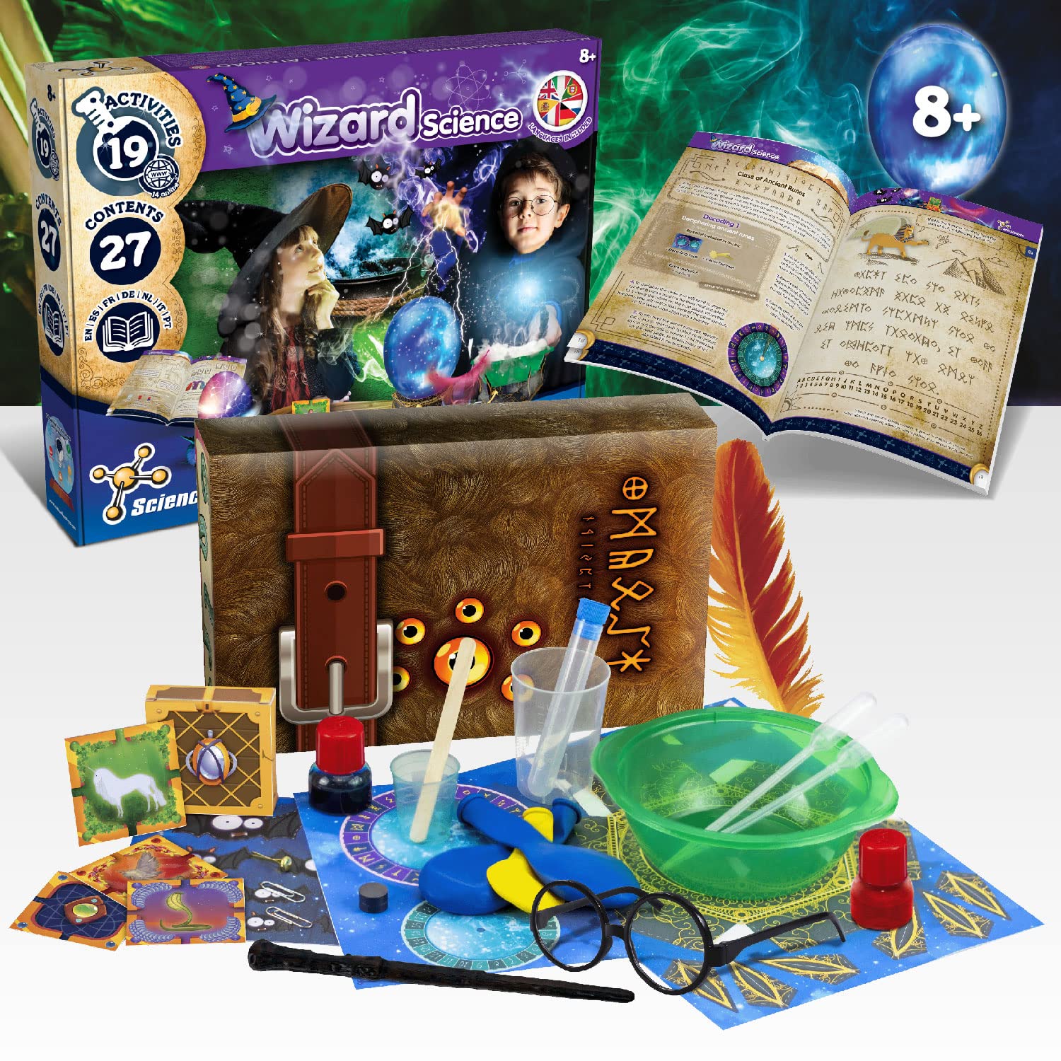 Science4you Magiczna nauka dla dzieci – magiczna gra z 19 aktywnościami: tworzenie magicznej różdżki, zestaw nauk pedagogicznych, magiczna skrzynka dla dzieci, średnia