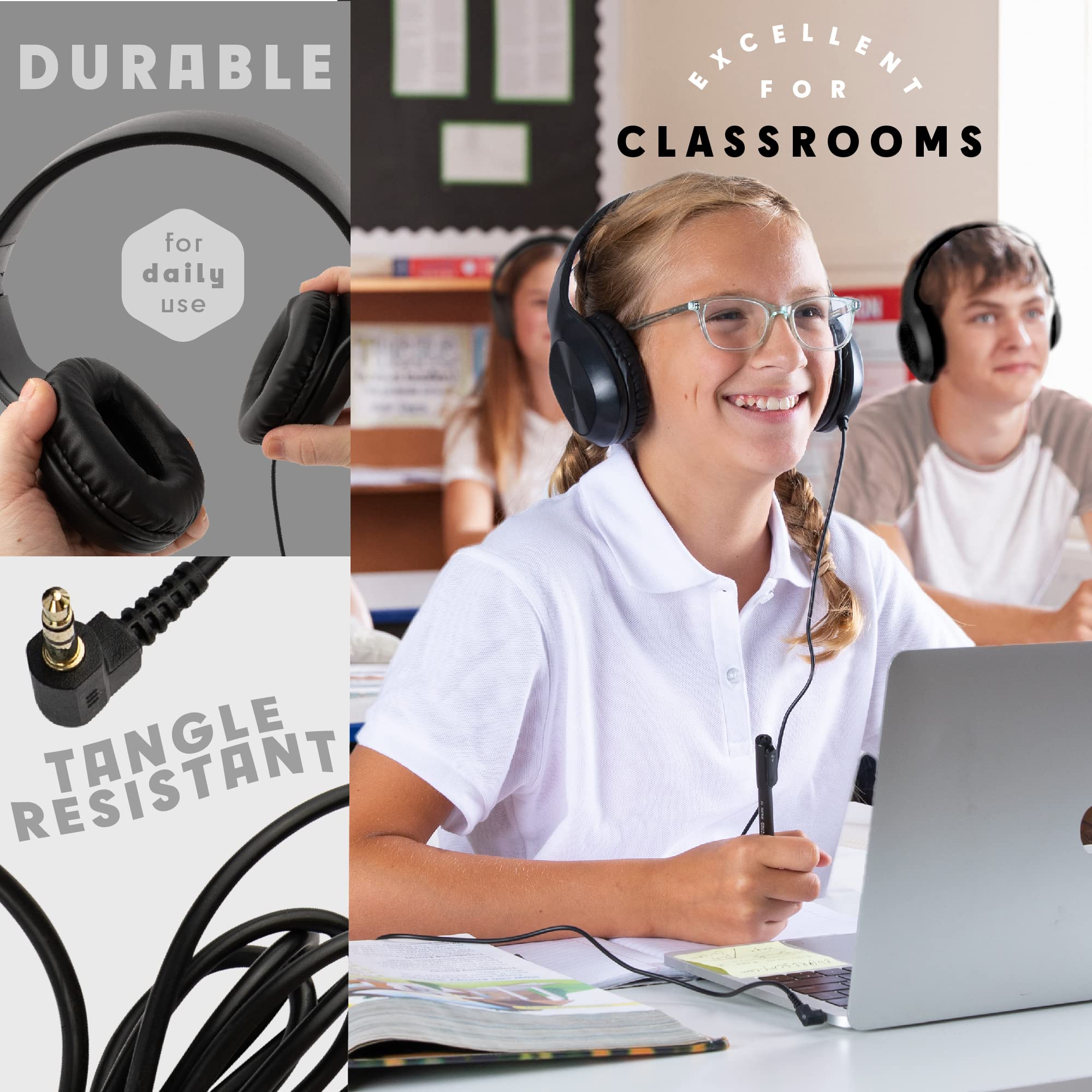 Classroom Headphones-Bulk 10-Pack with Microphone for Kids - Dettaglio
