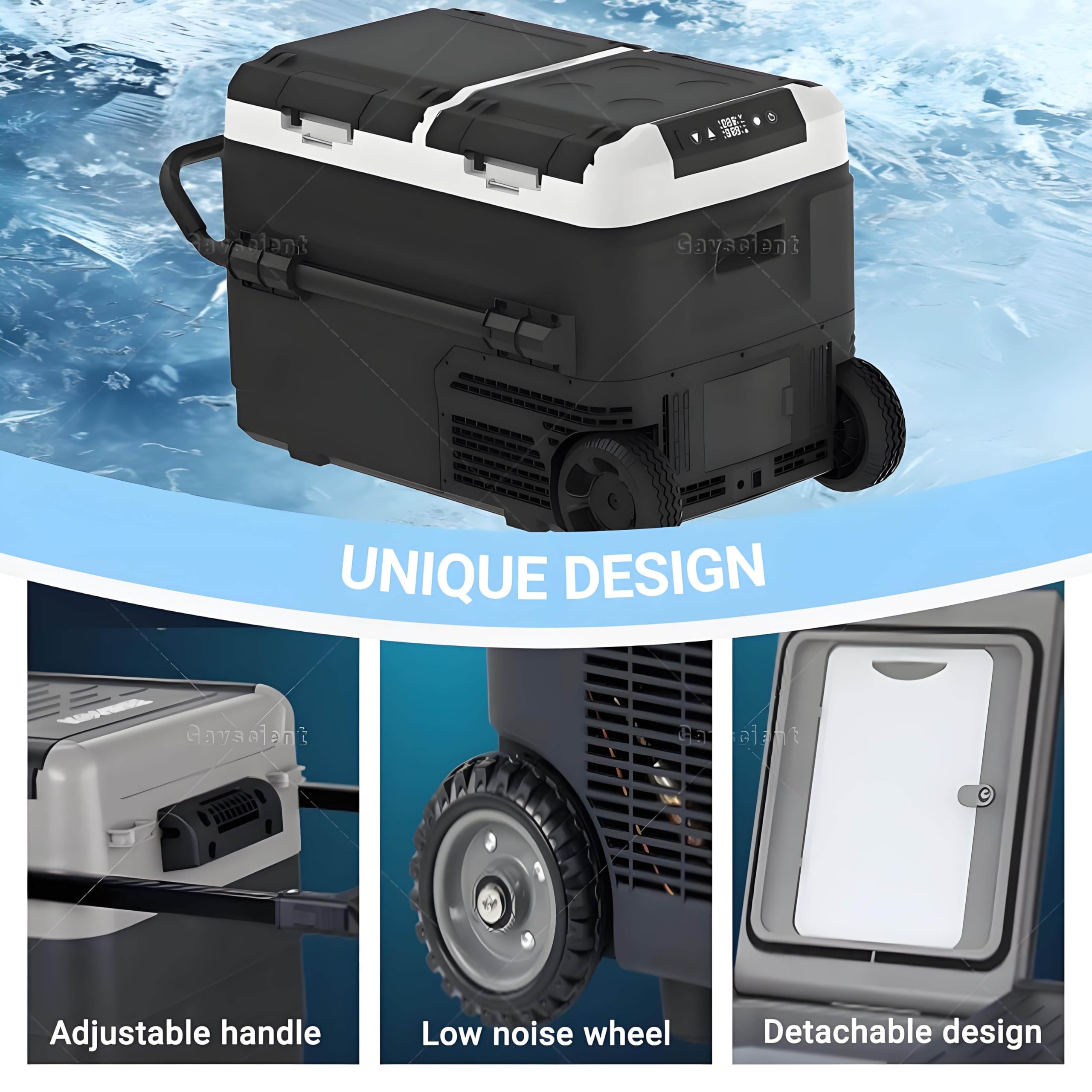 Lodówka samochodowa Dual Zone, -4℉-68℉ Chłodnica elektryczna z kółkami, 12/24V DC, Szybkie chłodzenie do kempingu, caravanu,Withoutbattery-40L