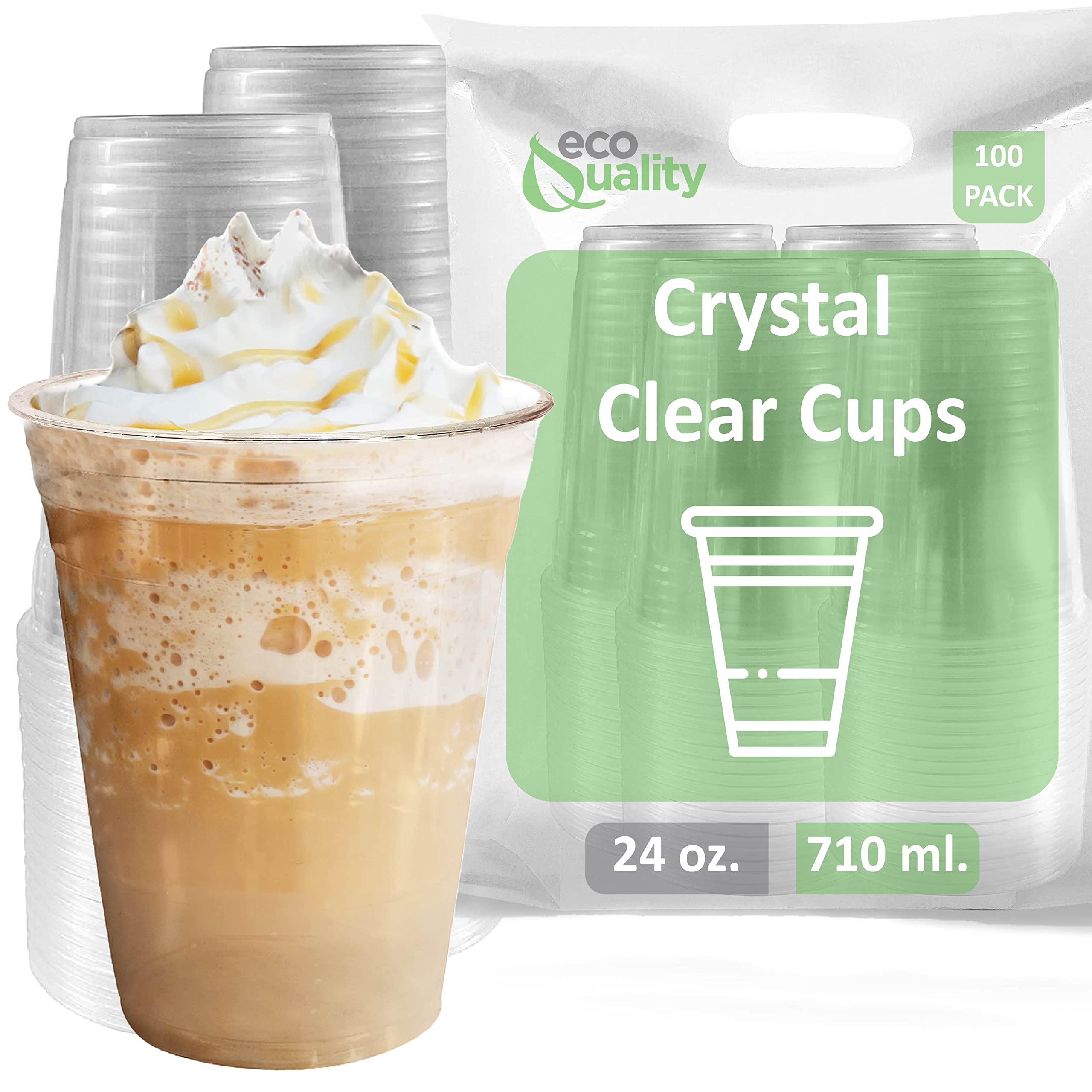 Amazon.com: Clear Plastic Disposable Pet Cups | 24 oz Cups, 100 Pack | Crystal  Clear PET Cup | Cold Smoothie | Iced Coffee Go Cups | Ideal for Coffee,  Parfait, Juice, Soda,
