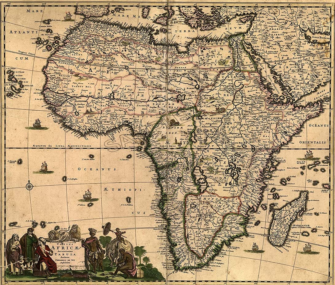 Vintage Poster Map Of Africa Photo Wall Art Picture Poster A4
