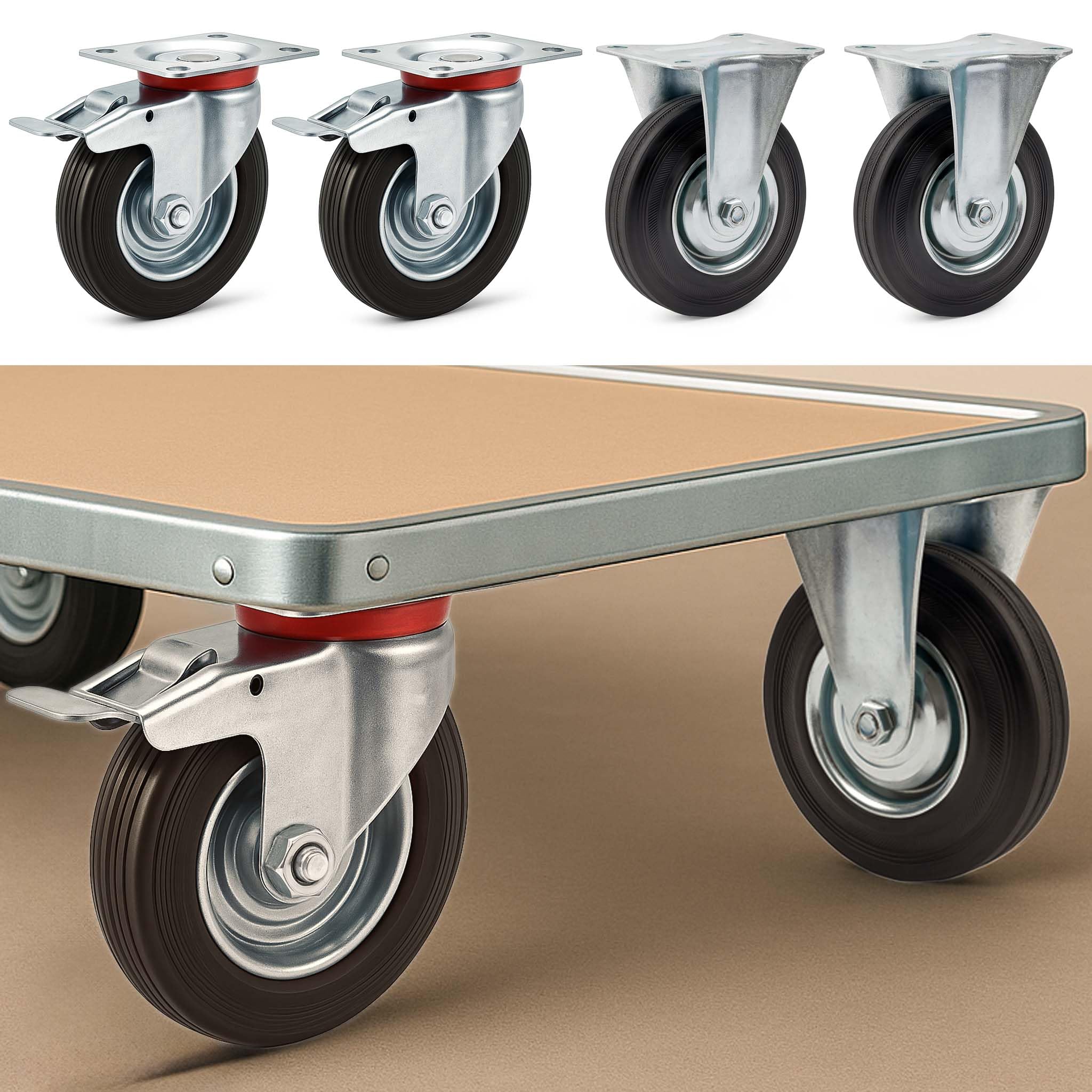 Wiltec Set 4x Roulettes Meuble Pivotante 850 X 850 Mm 180kg Support De