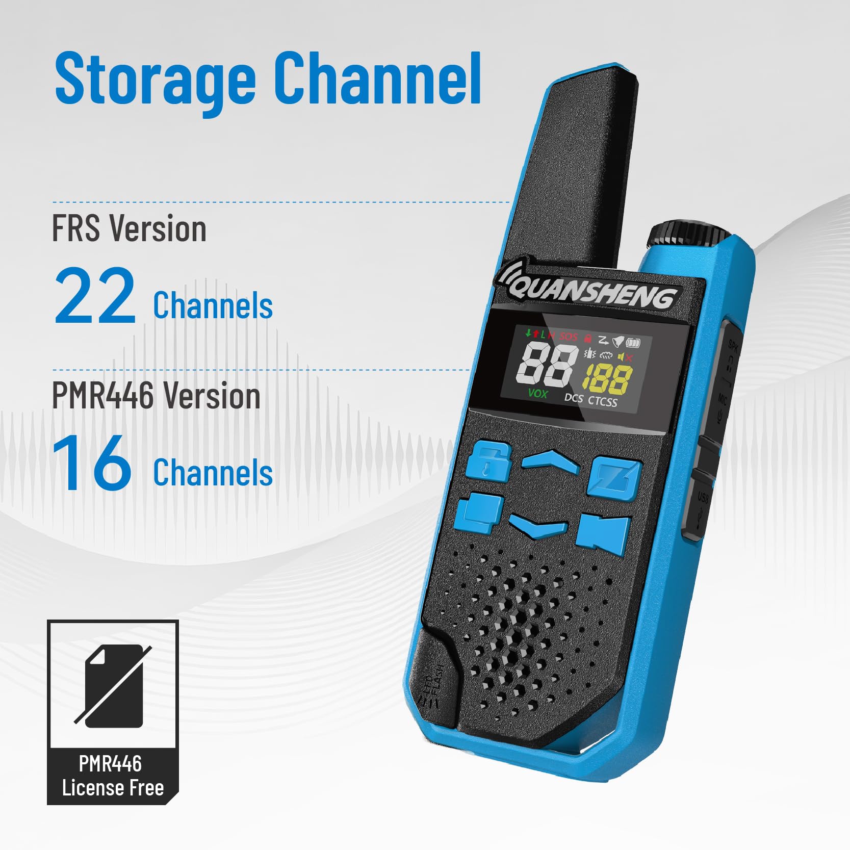 HYS Quansheng TG-FR1, Talkie Walkie PMR 446 Professionnel, 16 canaux