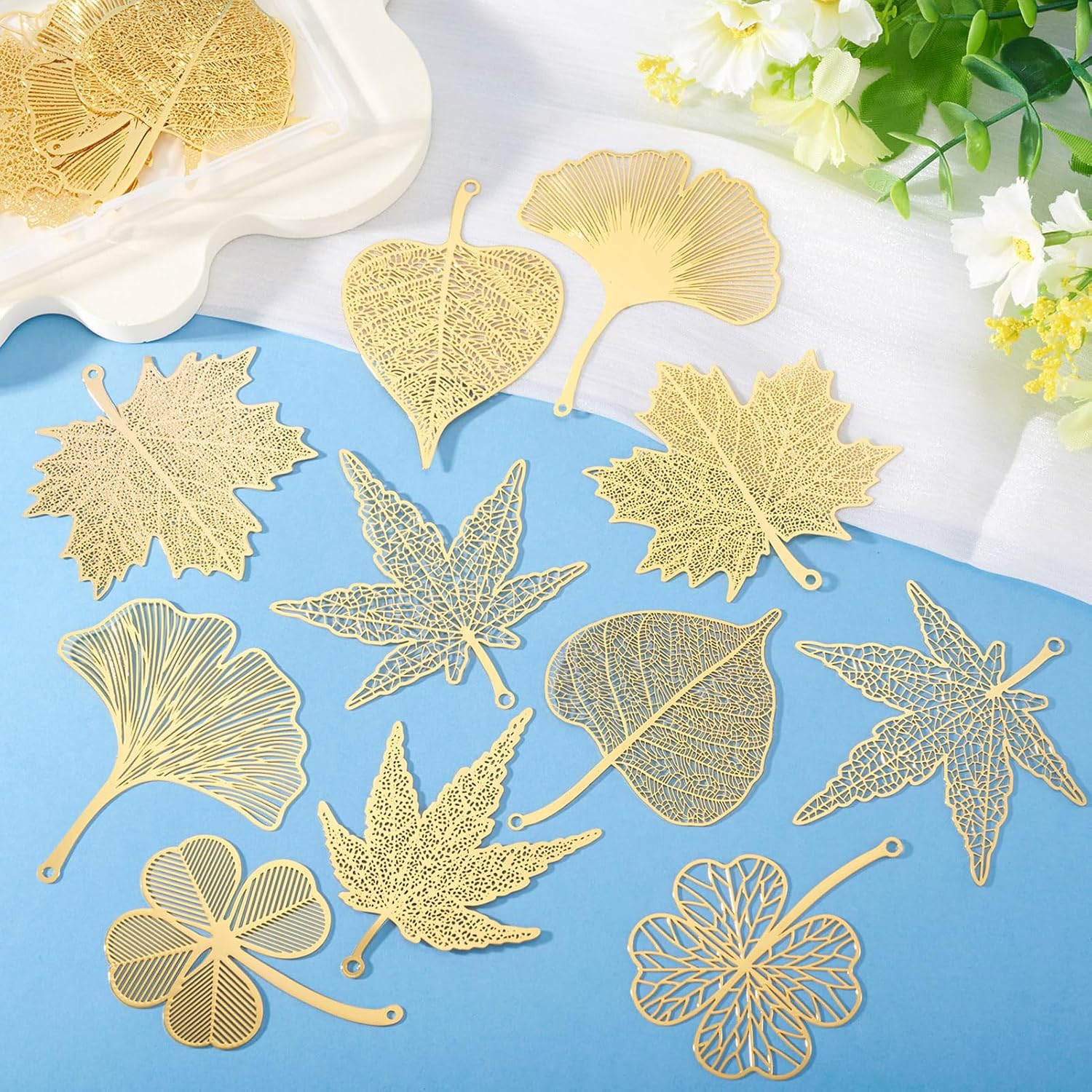 Craftdady Four Leaf Clover Pendants Hollow Ginkgo Maple Filigree Big Charms Etched Metal Leaves Charm for DIY Necklace Bracelet Earring Jewelry Making - Image 7