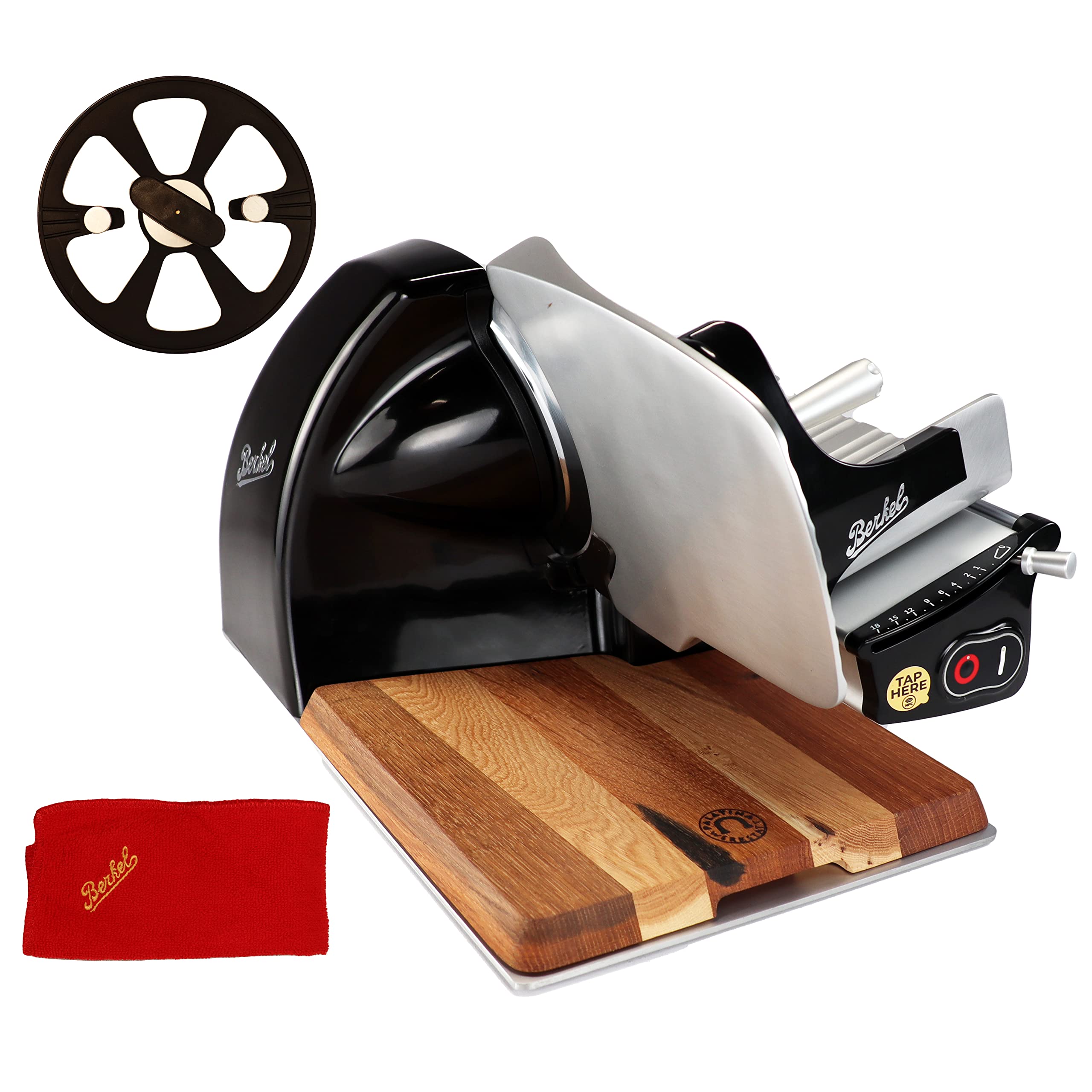 Berkel Affettatrice Home Line 200 Plus in nero – affettatrice da cucina con tagliacoltelli e tagliere realizzato a mano, pezzo unico