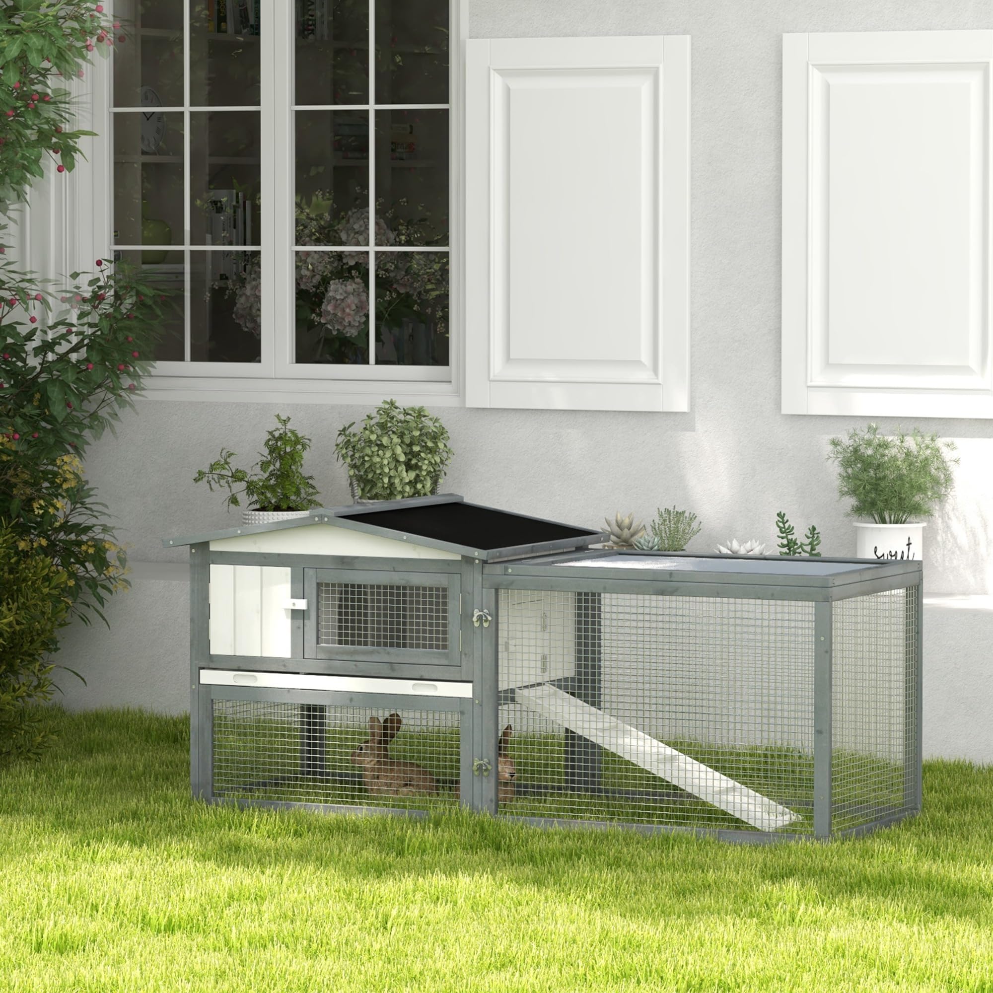 Snapklik.com : NicBex Rabbit Hutch Indoor & Outdoor Wooden Rabbit House ...