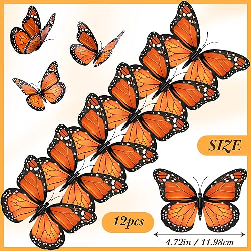 Miniatura 3 de 32 piezas de decoración Dia De Los Muertos incluyen 20 cabezas de flores de caléndula, 12 decoraciones de mariposa monarca, flores artificiales de