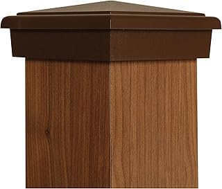4x4 Brown (2 Pack) Slim Profile Post Cap Fits Standard Pressure Treated Post (3.5"x3.5") Posts Mocha Brown New England Pyramid Style Slim Profile Square Top for Outdoor Fences, Mailboxes & Decks