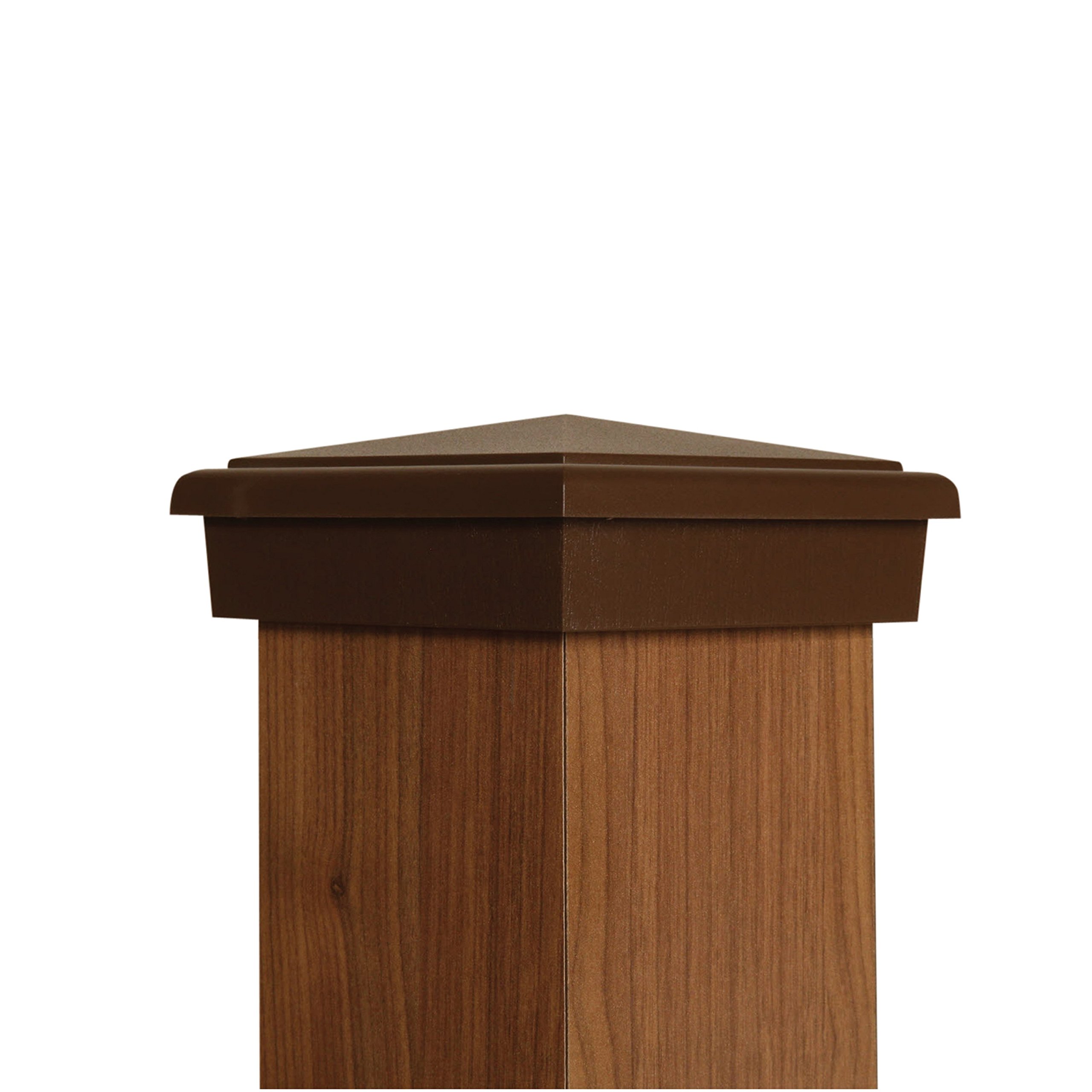 4x4 Brown (2 Pack) Slim Profile Post Cap Fits Standard Pressure Treated Post (3.5"x3.5") Posts Mocha Brown New England Pyramid Style Slim Profile