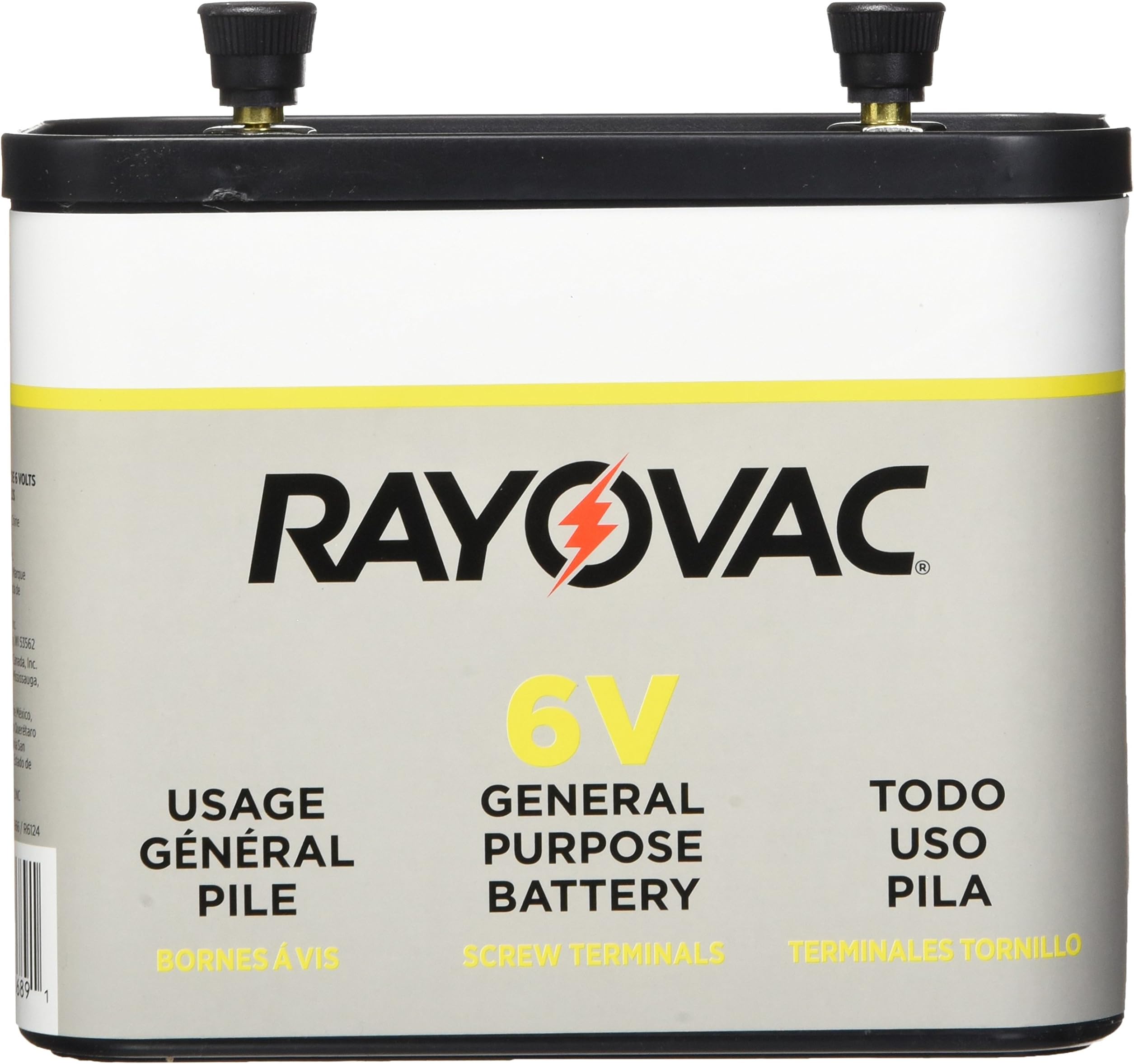 RAYOVAC Lantern Battery, 6 Volt Screw Terminals, 918C