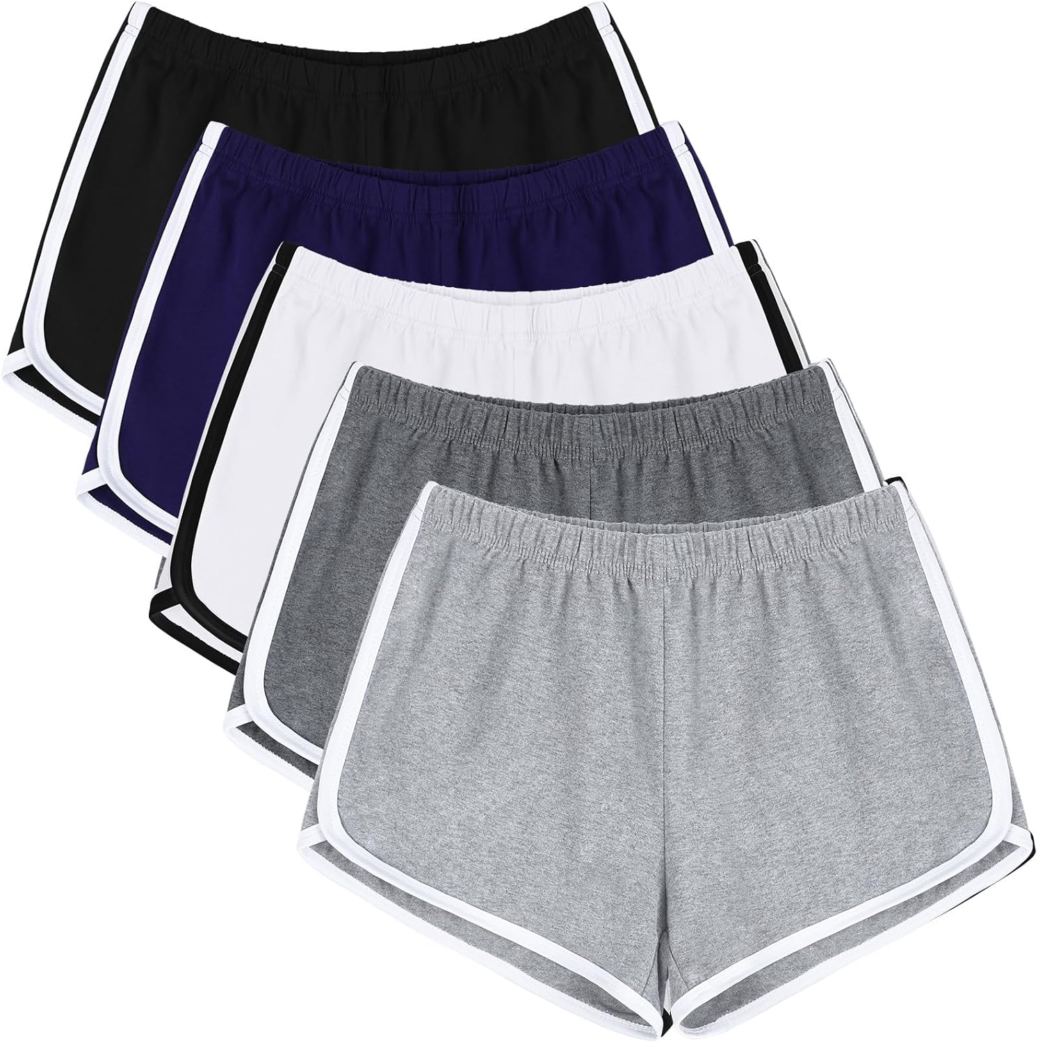 URATOT 5 Packs Soft Comfy Booty Cotton Workout Pants Breathable Lounge Dolphin Shorts Cycling Hiking Pants for Women