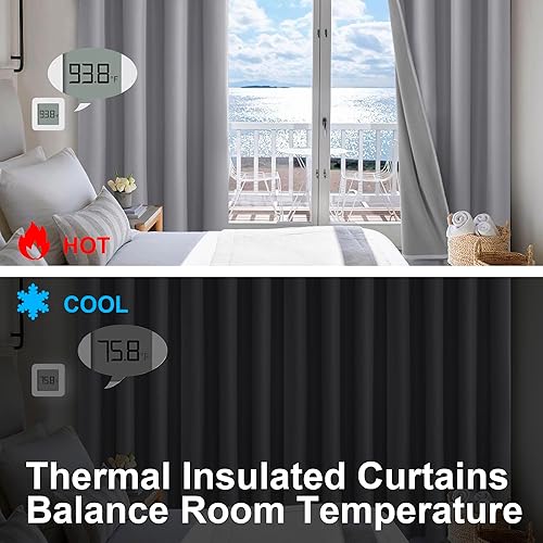 Miniatura 3 de DWCN Cortina 100% opaca para dormitorio, 63 pulgadas de largo, para oscurecer la habitación, con ojales en la parte superior, cortinas de ventana,