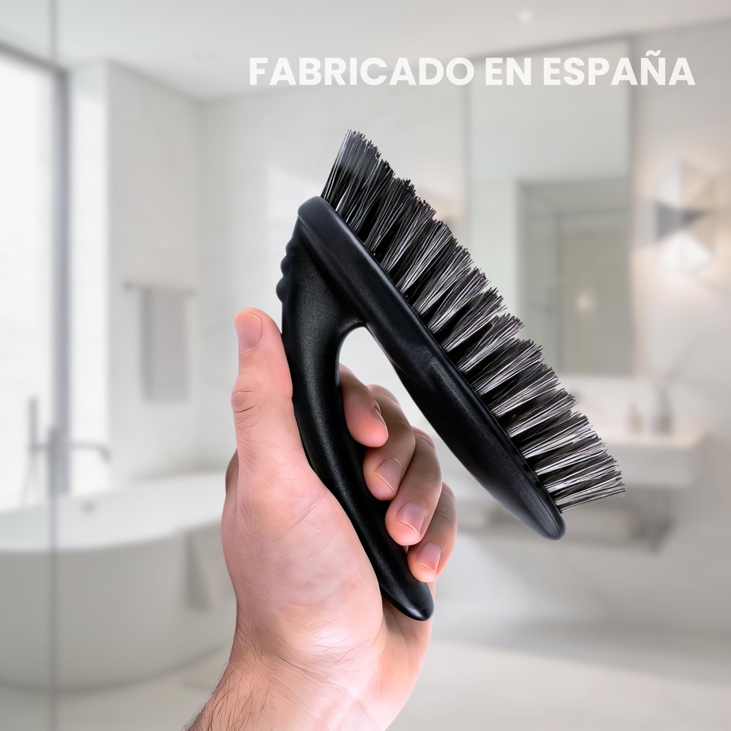 Vigar Paquete de 2 Cepillos Multifuncionales, Cerdas Duras y Resistentes, Cepillo para Fregar con Mango Ergonómico para Baño, Ducha, Bañera, Azulejos, Pared, 16x7x9cm, Negro
