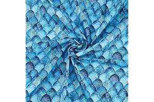 FINGERINSPIRE Mermaid Scales Fabric: Unveil the Enchanting Depths of Deep Sea Blue