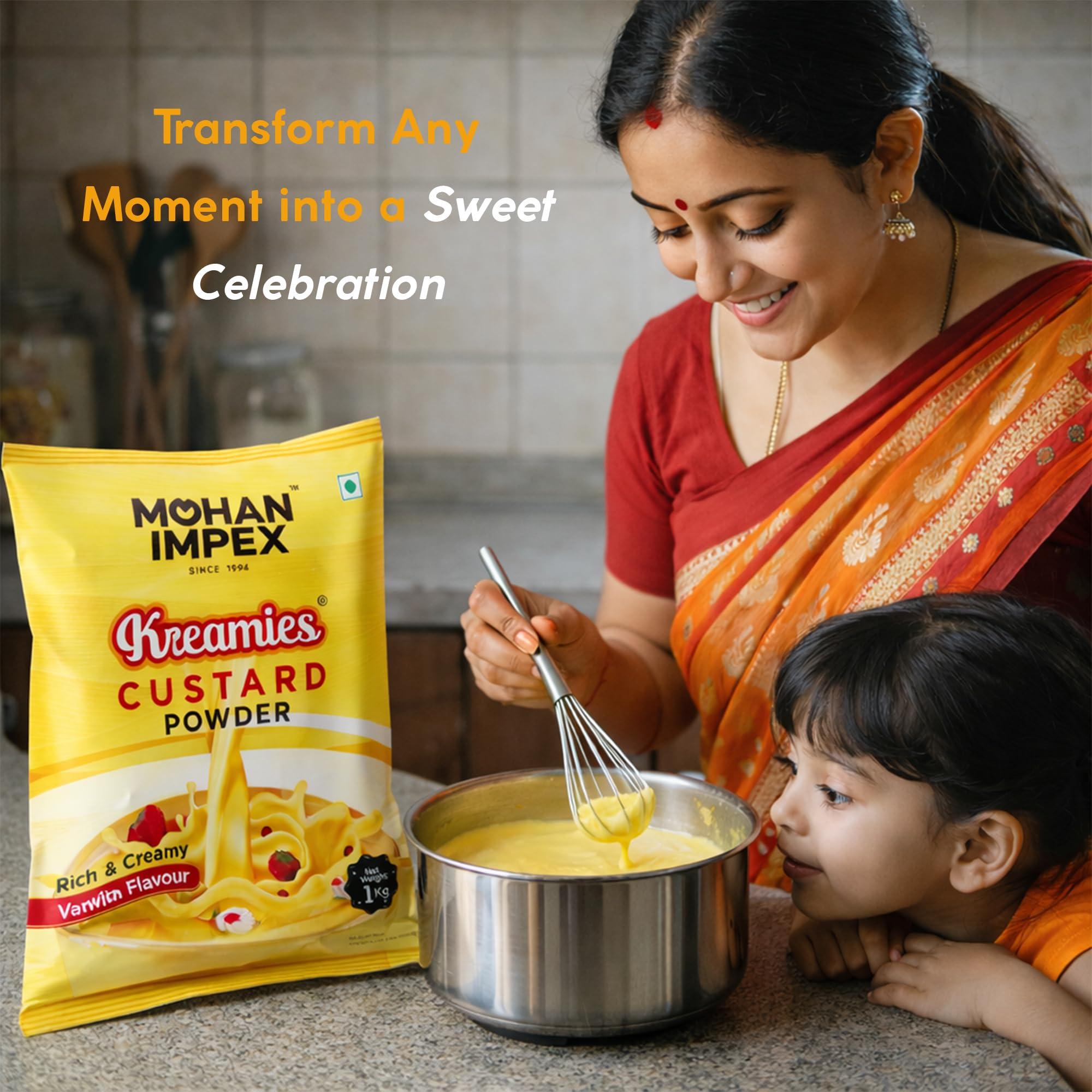 MOHAN IMPEX 1 Kg Vanilla Custard Powder | Instant Creamy Dessert | Sweet Pudding, Caramel & Cake Filling | Smooth Texture, Delicious Taste, Easy to Prepare 3