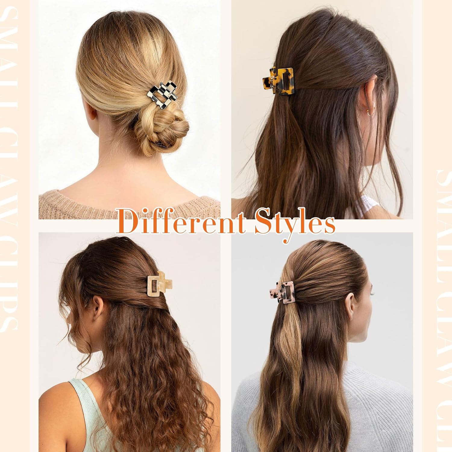 6 PCS Acetate Small Hair Clips for Women, 1.3 Inch Square Tortoise Shell Claw Clips for Thin Fine Short Hair, Durable Hair Claw Clips Leopard Print Hair Accessories for Girls - Image 5
