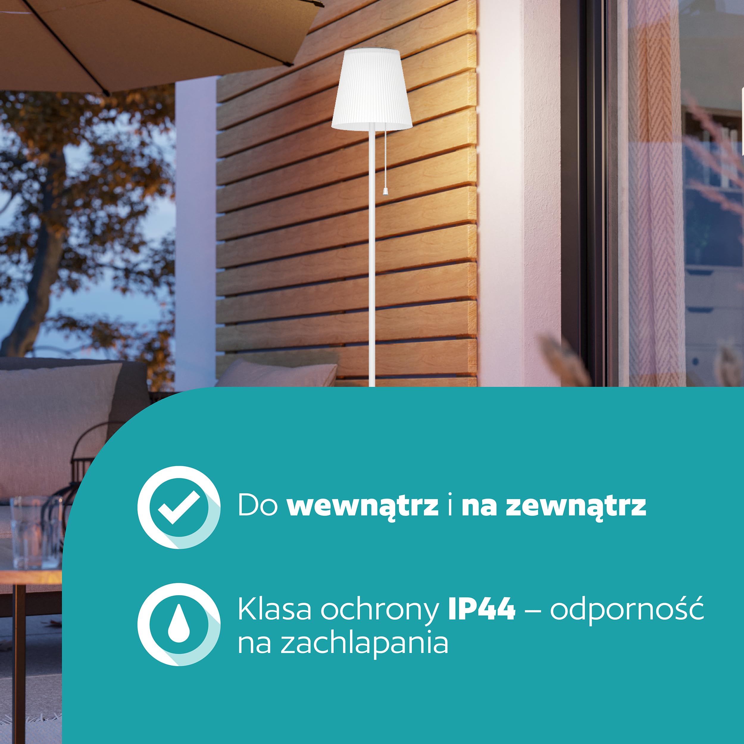 EGLO Scordiano Solarna lampa stojąca na baterie, z przełącznikiem linkowym | bezprzewodowa, do użytku wewnątrz i zewnątrz, stal tworzywo sztuczne w kolorze białym, ciepła biel-zimna biel, IP44
