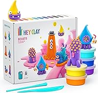 Vista 15 de HEY CLAY Set - Kit de Arcilla de Modelar Colorida que se Seca al Aire para Niños, 15 Latas y Herramientas de Escultura con Aplicación