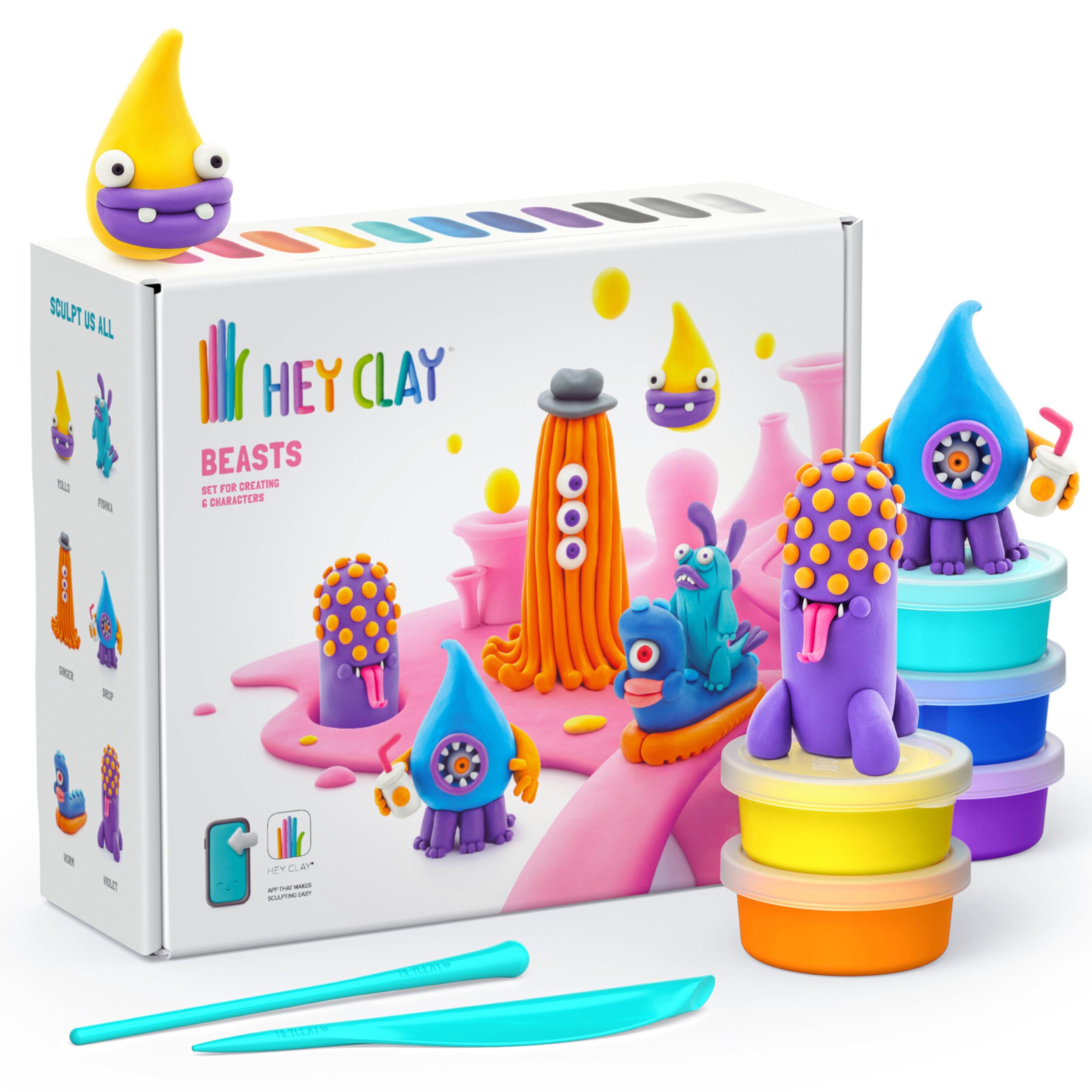 Clay　セット Amazon.com: HEY CLAY - Beasts Set-Colourful Modeling Kids-Air Dry