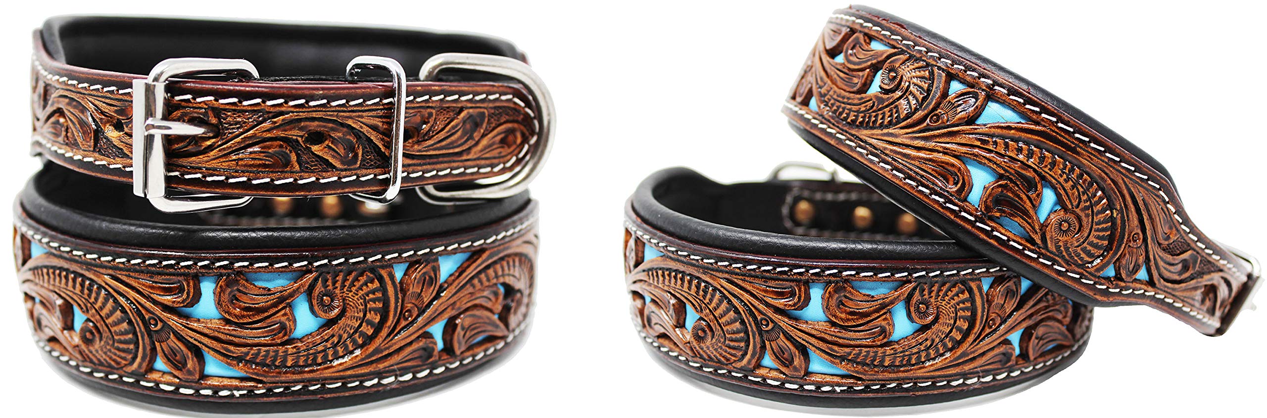 CHALLENGERLarge 21''- 25'' Dog Puppy Collar Genuine Cow Leather Padded Canine 60156