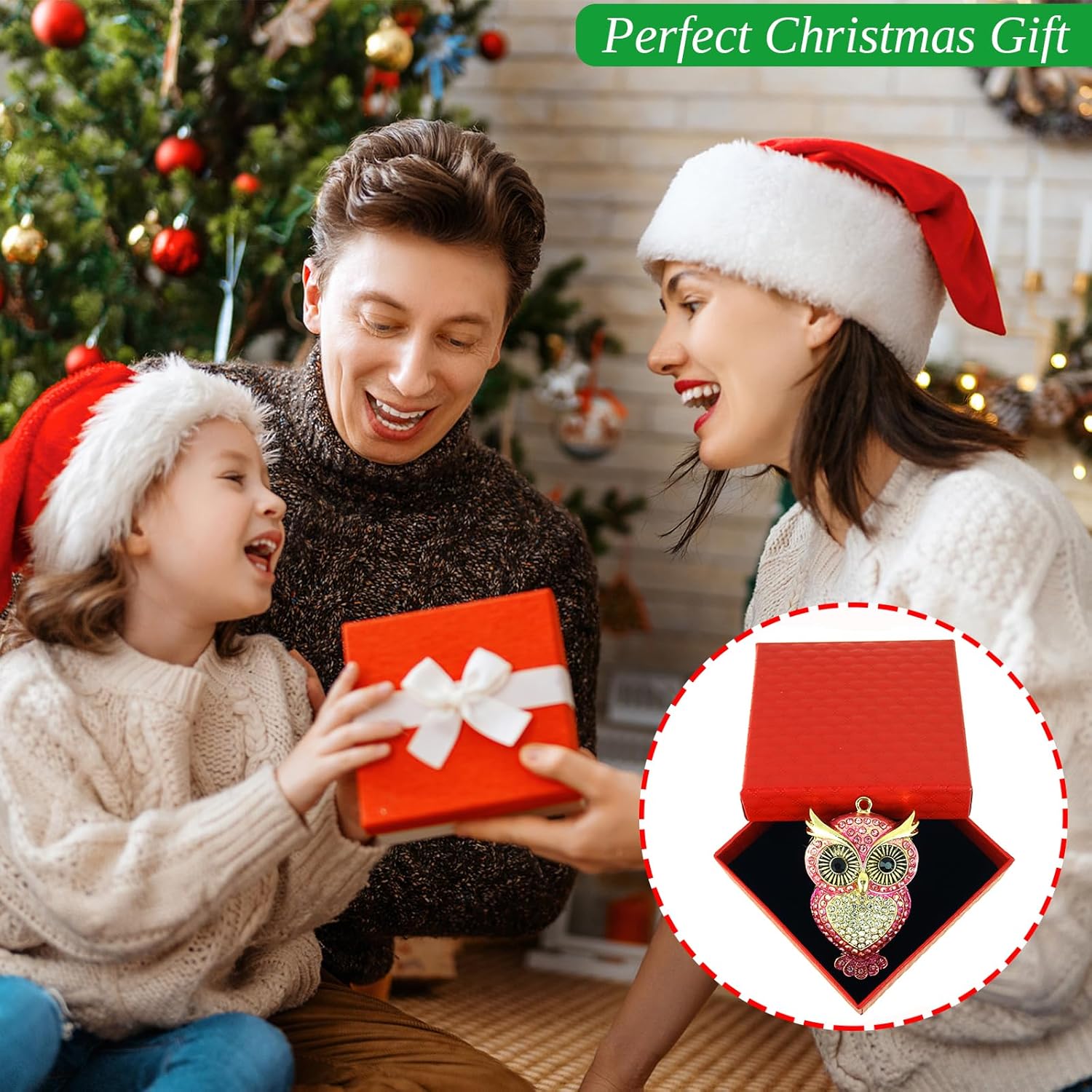 Pink Owl Christmas Ornaments 2025 Beautiful Owl Ornament for Tree Metal Hanging Christmas Ornaments for Kids Crystal Owls Keepsake Gifts for Women Girls Sister Xmas Rhinestone Ornament - Image 3