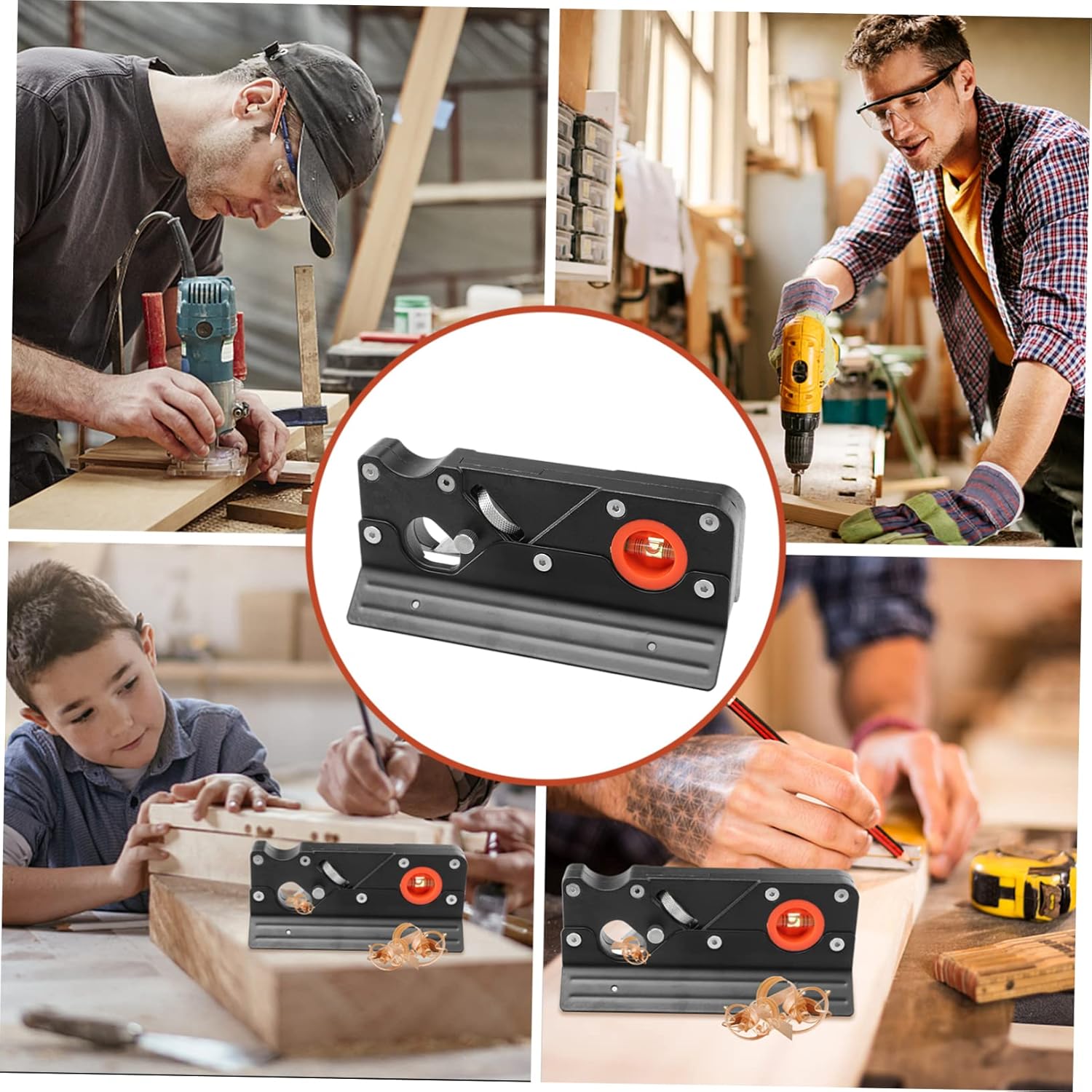 Generic 1 Set Chamfering Planing Planer Woodworking Radian Corner Plane Woodworking Planer with Handle Pliers Router Plane Woodworking Edge Chisel Small Hand Power Tools Black Carbon Steel