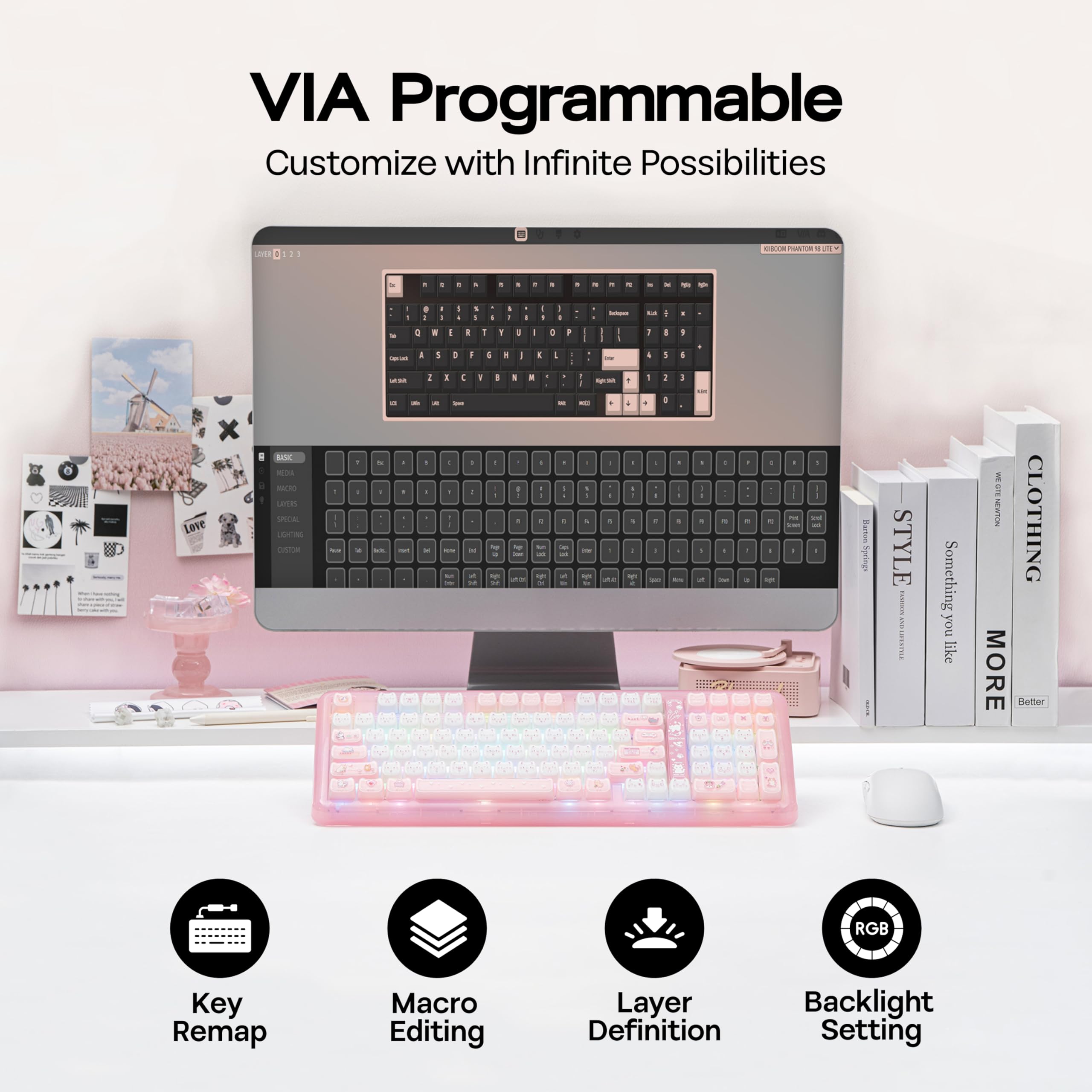 Amazon.co.jp: KiiBOOM Phantom 98 Lite 96% Wireless Gaming Keyboard 