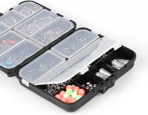 Miniatura 7 de Kit de accesorios de pesca, juego de pesca con caja de aparejos, anzuelos de pesca, pesas, cabezas de plantilla, juntas tóricas, pasadores de