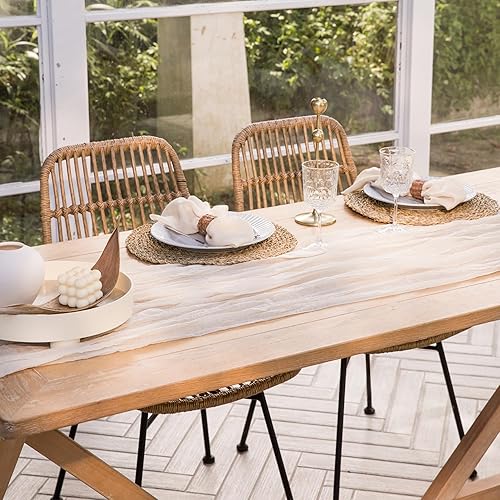 Camino de mesa de gasa de 10 pies, 35 x 120 pulgadas, camino de mesa de gasa arrugada hecho de 100% poliéster, ideal para fiestas de cumpleaños,