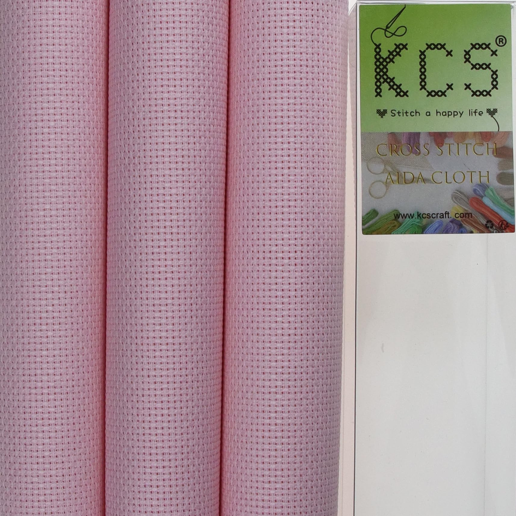 KCS 3 pc of 15" x 18"(38cmx45cm) Counted Cross Stitch Cotton Aida Cloth Needlework Rolled Fabric Box,16CT,Pink