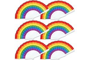 6 Pack Rainbow Folding Fans: Pride Decorations, Gay Lesbian Wedding, LGBT Pride Month Parade