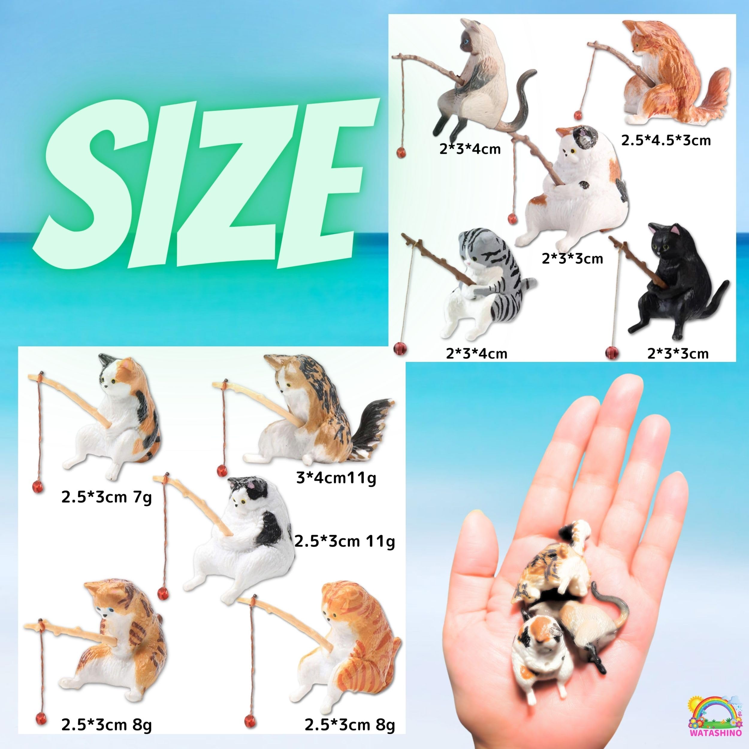 Amazon.co.jp: WATASHINO 猫 フィギュア 釣り猫 置物 水槽オブジェ