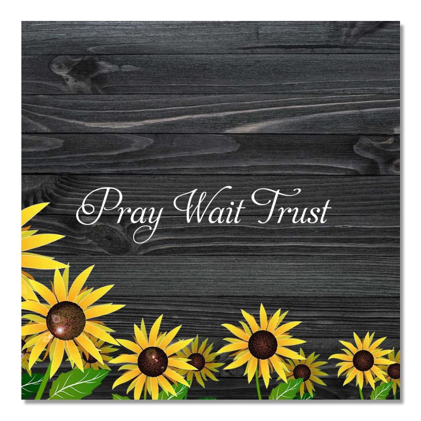 Plaque en bois avec tournesol pour décoration murale rustique de 40x40 cm