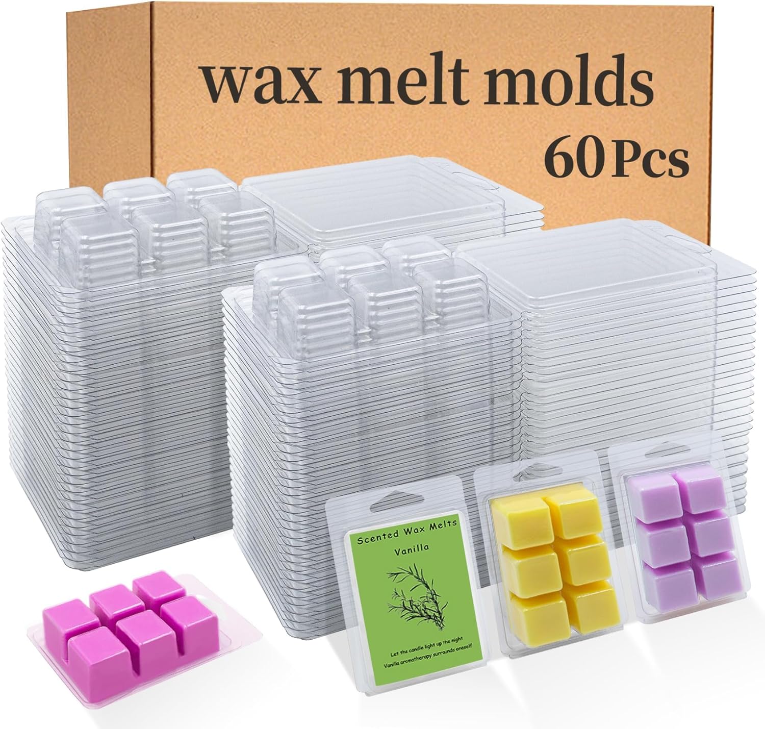Thickened Wax Melt Molds Containers Clamshells Packaging for Wax Melts,Wax Tart Packaging for Enterprises or Households,Wax Seal Mold,Scentsy Wax Melts,Soy Wax,Wax Melt Warmer (110pcs)