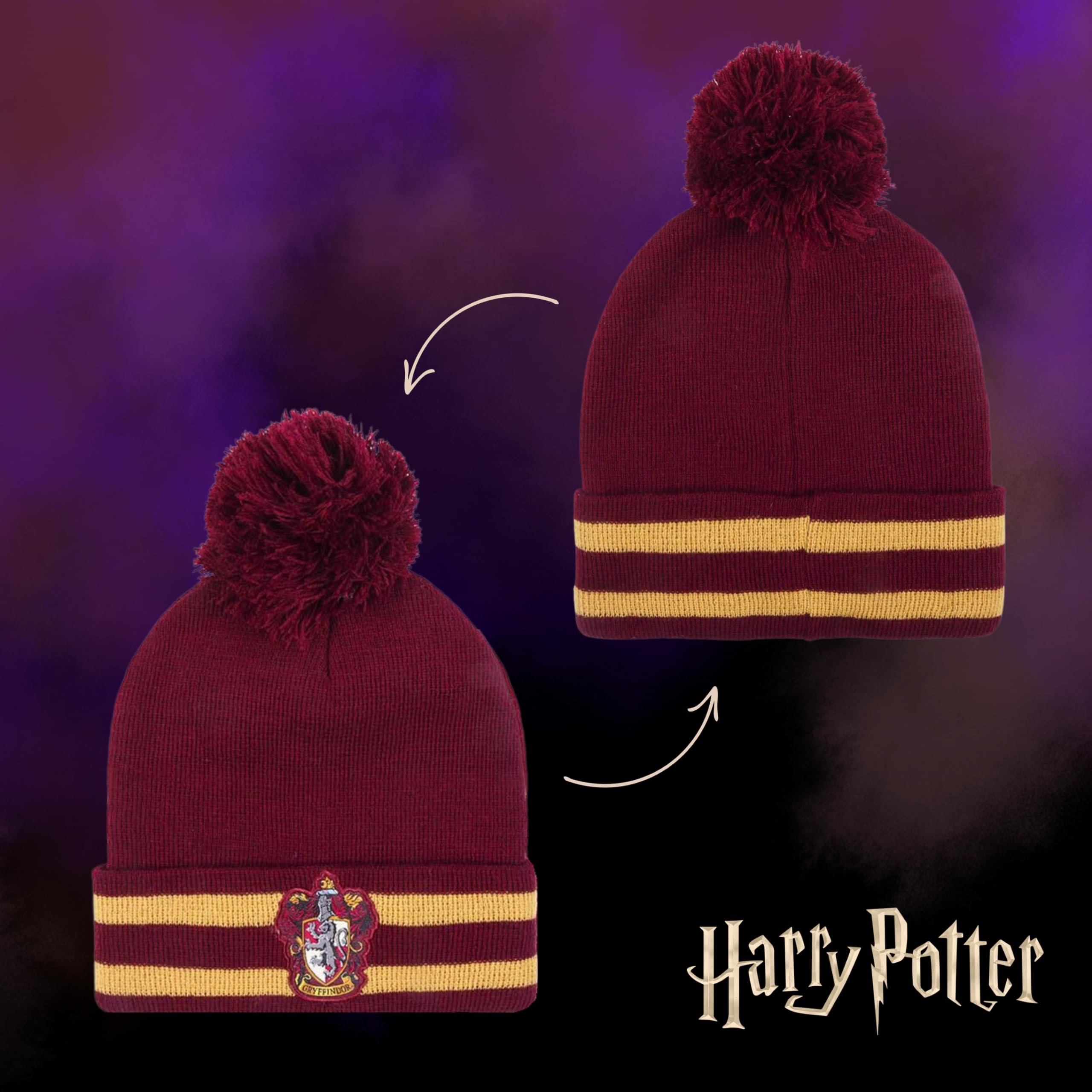 Harry Potter Gorro y Bufanda, Conjunto de Invierno para Niños y Adolescentes, Gorro y Bufanda Hogwarts Gryffindor, Accesorios de Invierno | Rojo