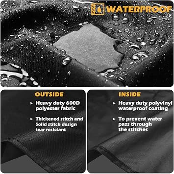 GRISUN 48 Inch Black Waterproof Grill Cover for Weber Spirit 200 Series