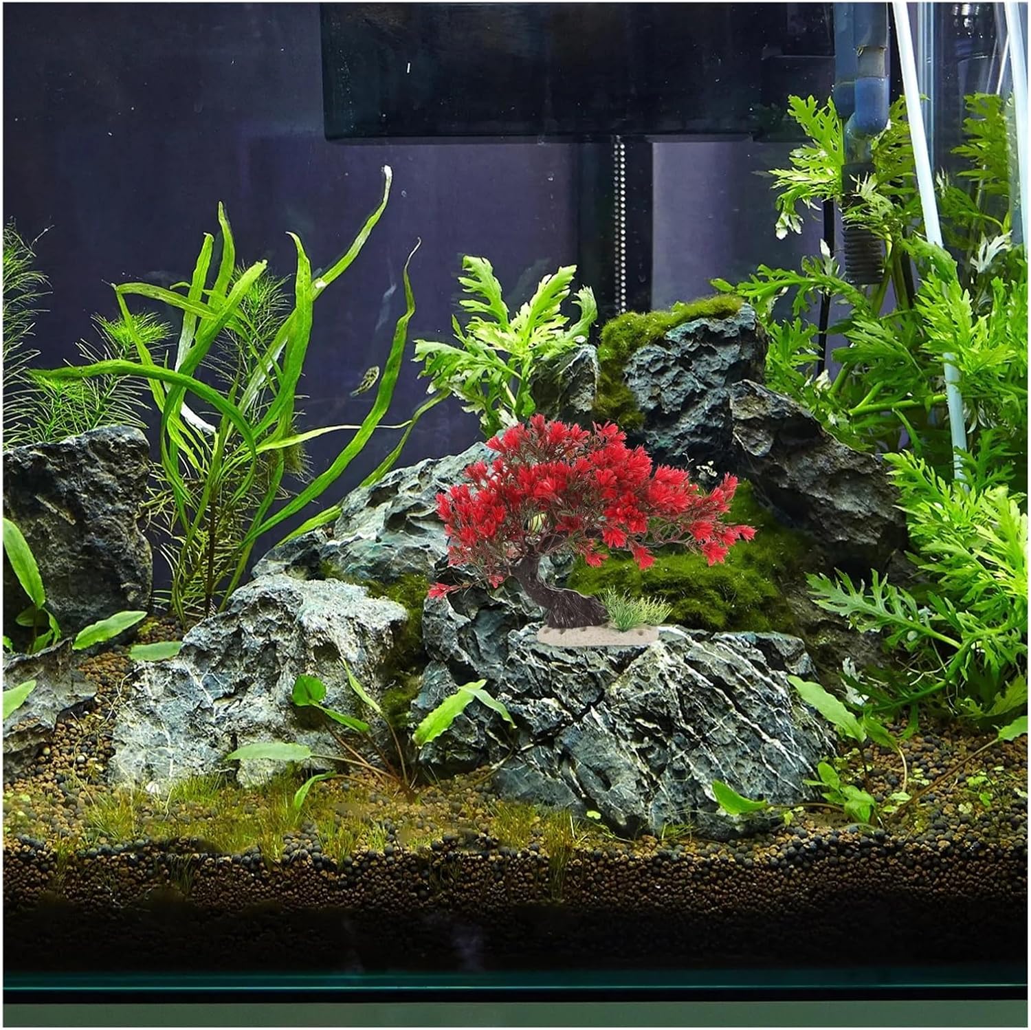 Lifelike Artificial Aquarium Plants with Weighted Base, Fake Plastic Water Grass for Freshwater Tank Landscaping & Home Aquatic Decor