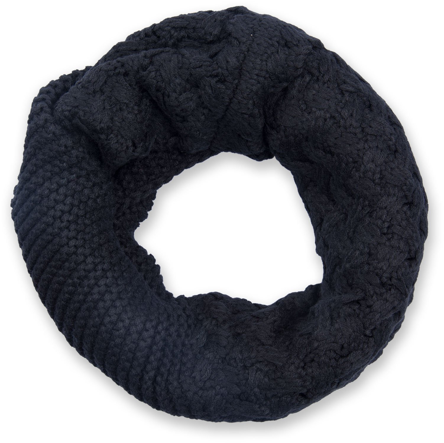styleBREAKER knit loop scarf with pattern mix, single-colour fine-knit snood, winter knit scarf, unisex 01018153, Colour:Black