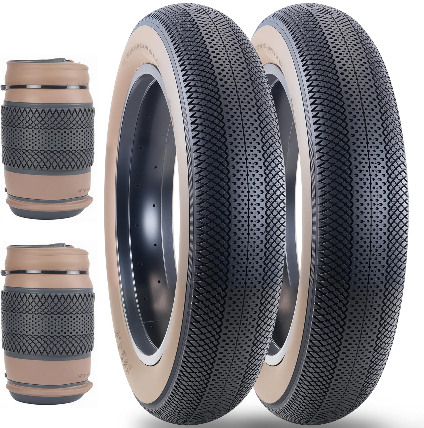 ZUKKA Fat Pneu de vélo électrique 20/26 x 4.0 Heavy Duty 20" 26" Pneu pour vélo électrique Pliable Compatible avec Wide Mountain Snow Bicycle (Fat Bike Tires)
